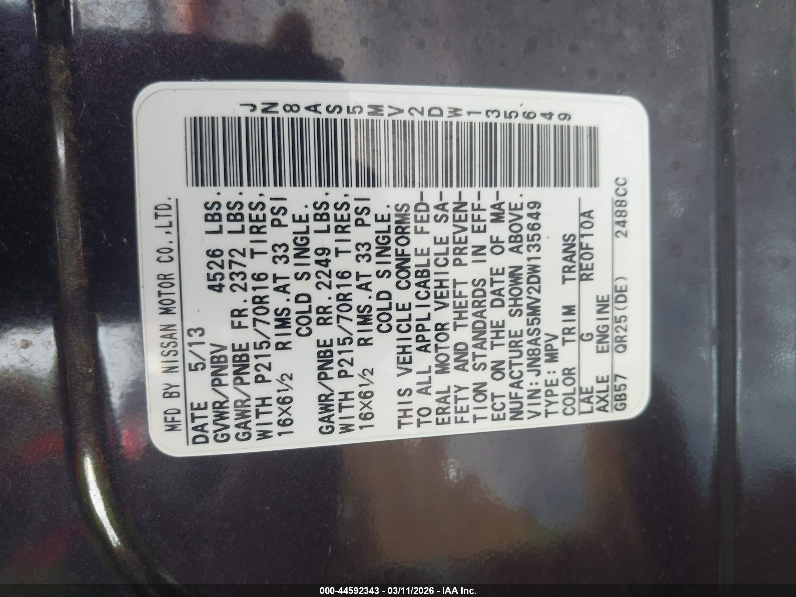 2013 Nissan Rogue S Purple vin: JN8AS5MV2DW135649