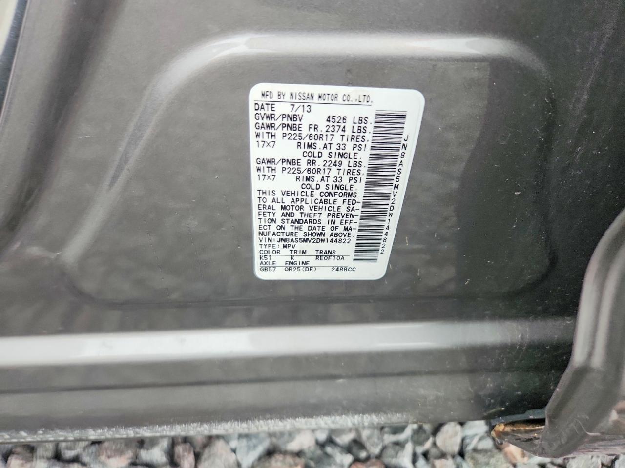 2013 Nissan Rogue S Gray vin: JN8AS5MV2DW144822