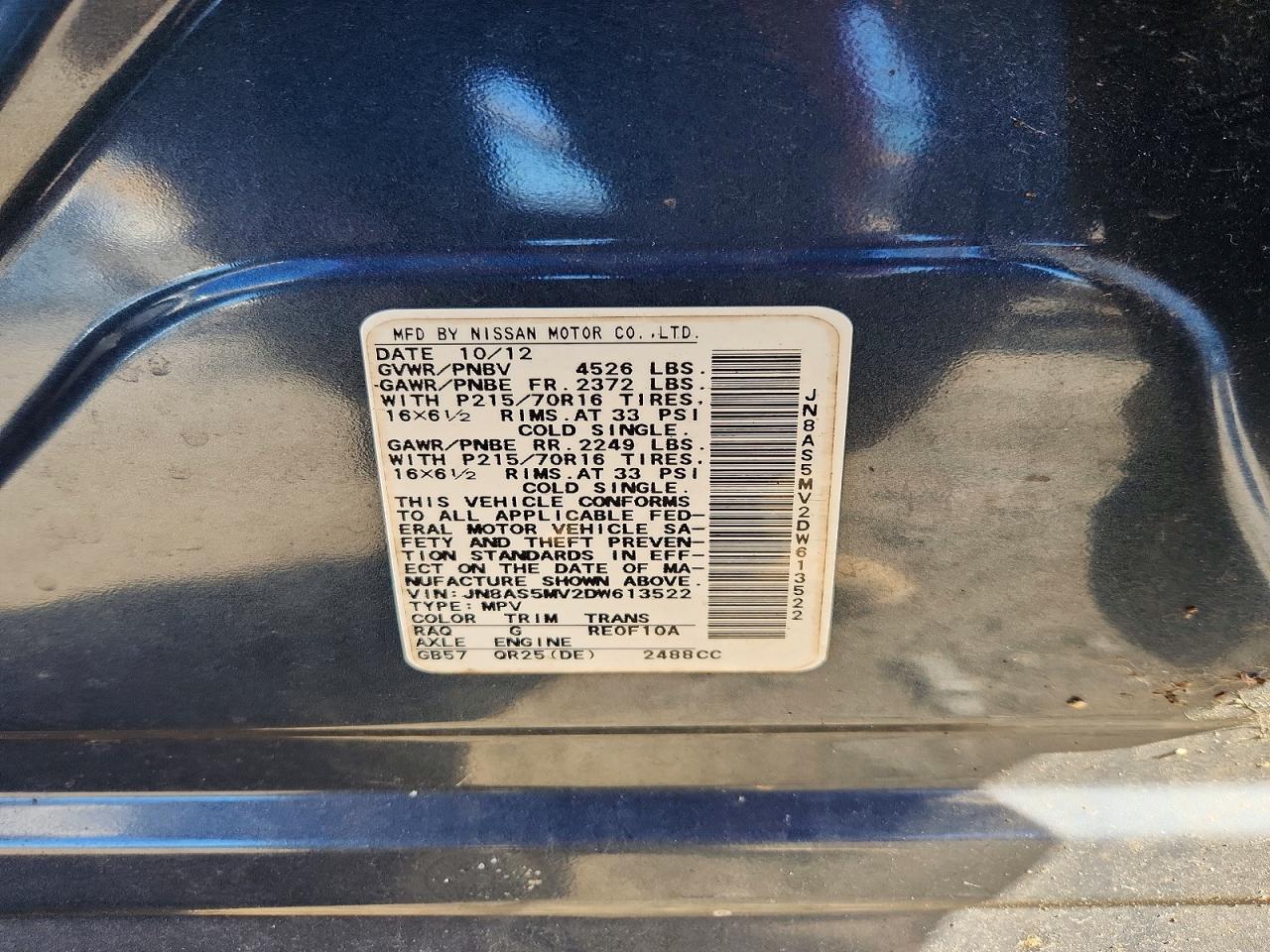 2013 Nissan Rogue S Blue vin: JN8AS5MV2DW613522