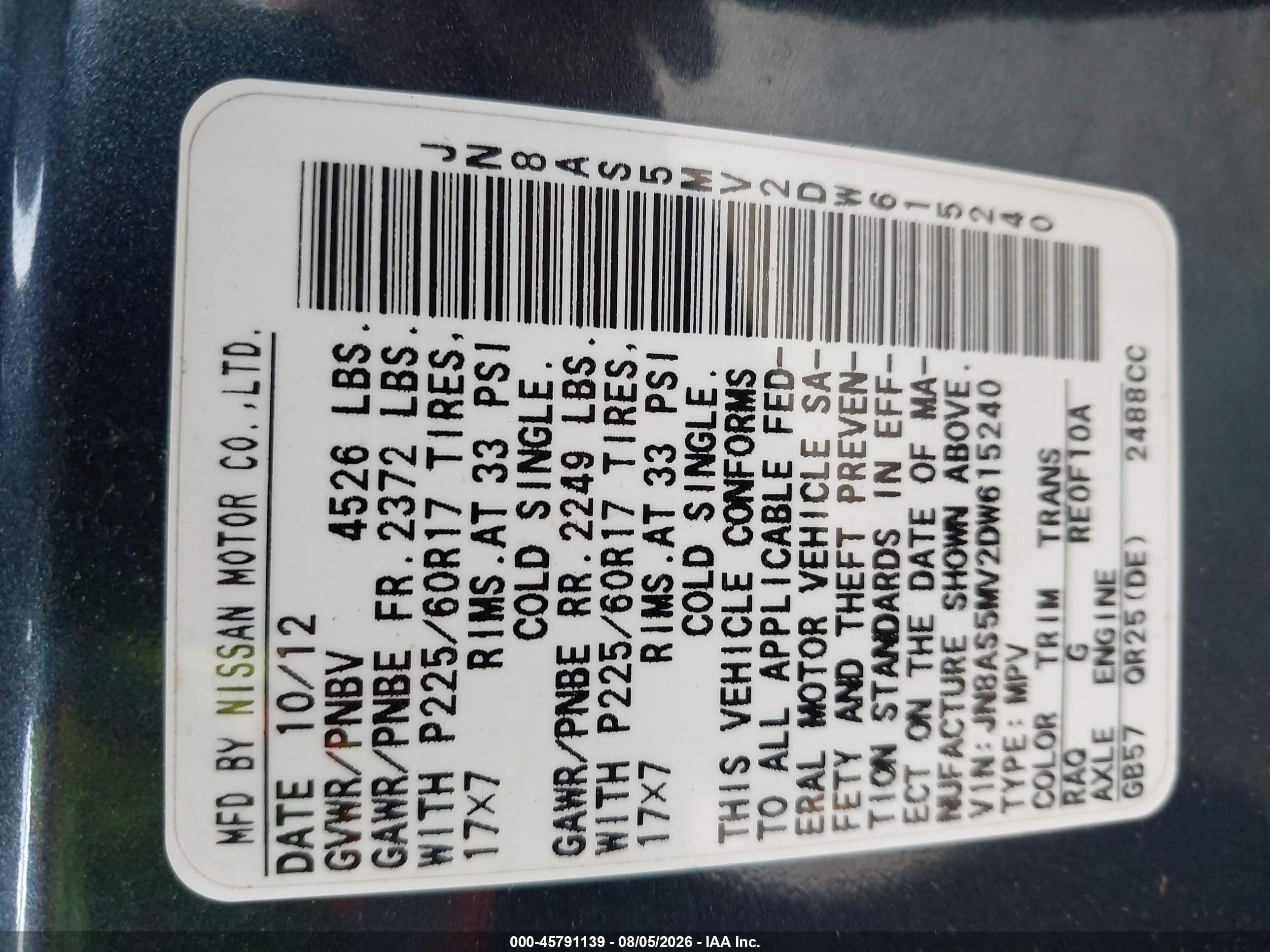2013 Nissan Rogue Sv Blue vin: JN8AS5MV2DW615240