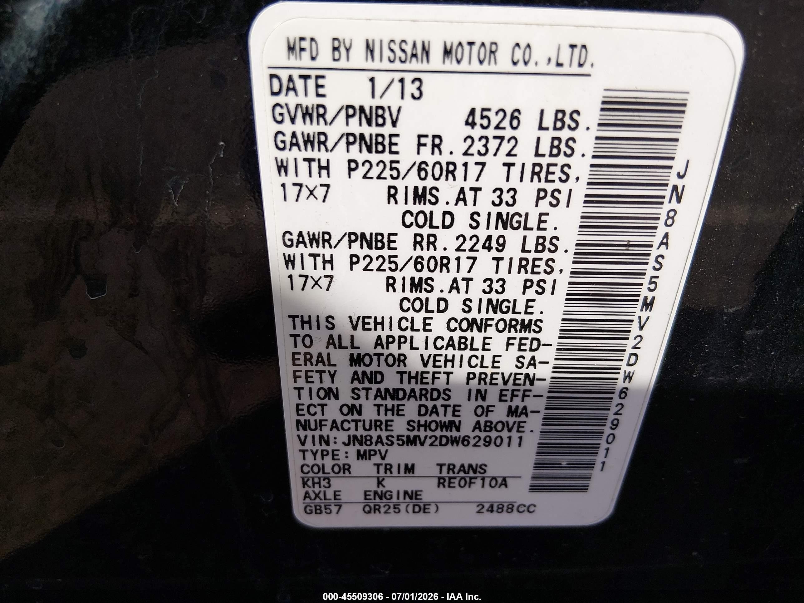 2013 Nissan Rogue Sv Black vin: JN8AS5MV2DW629011