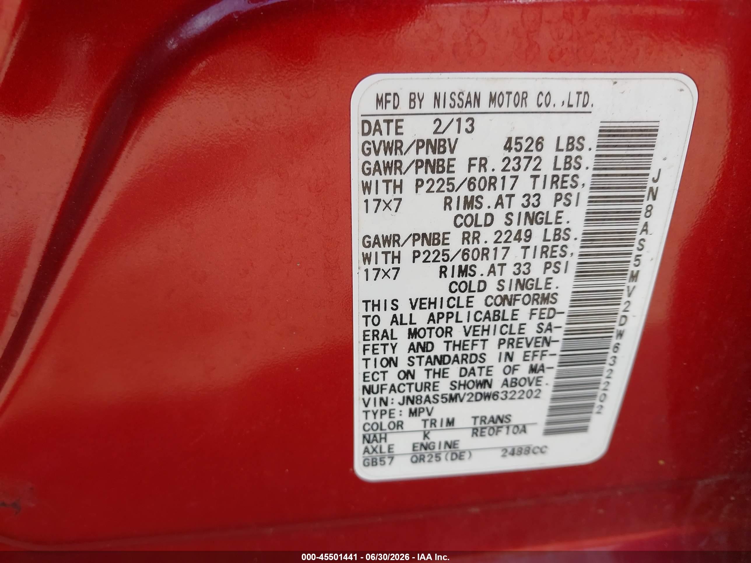 2013 Nissan Rogue Sv Red vin: JN8AS5MV2DW632202