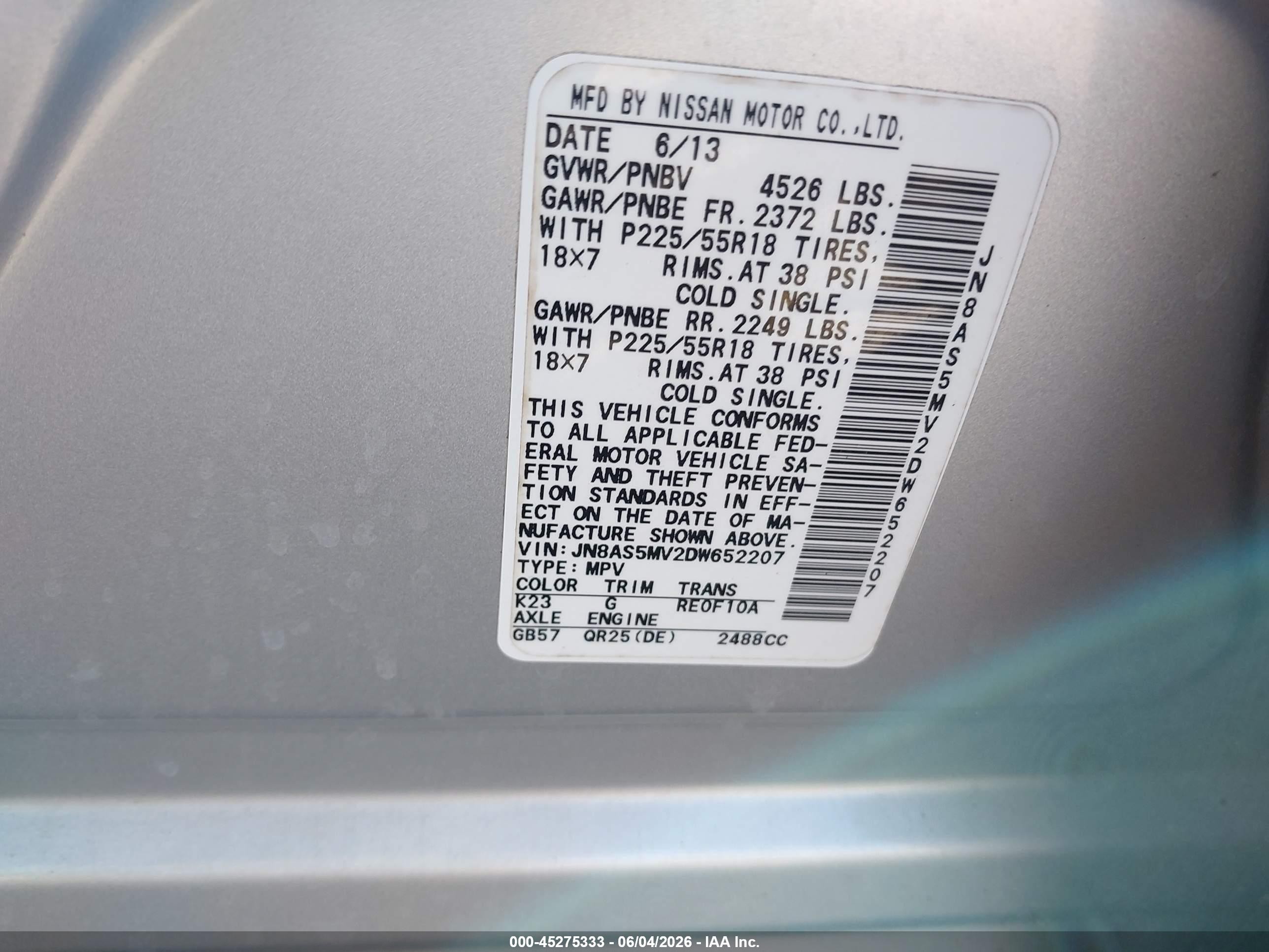 2013 Nissan Rogue Sv W/sl Pkg Silver vin: JN8AS5MV2DW652207