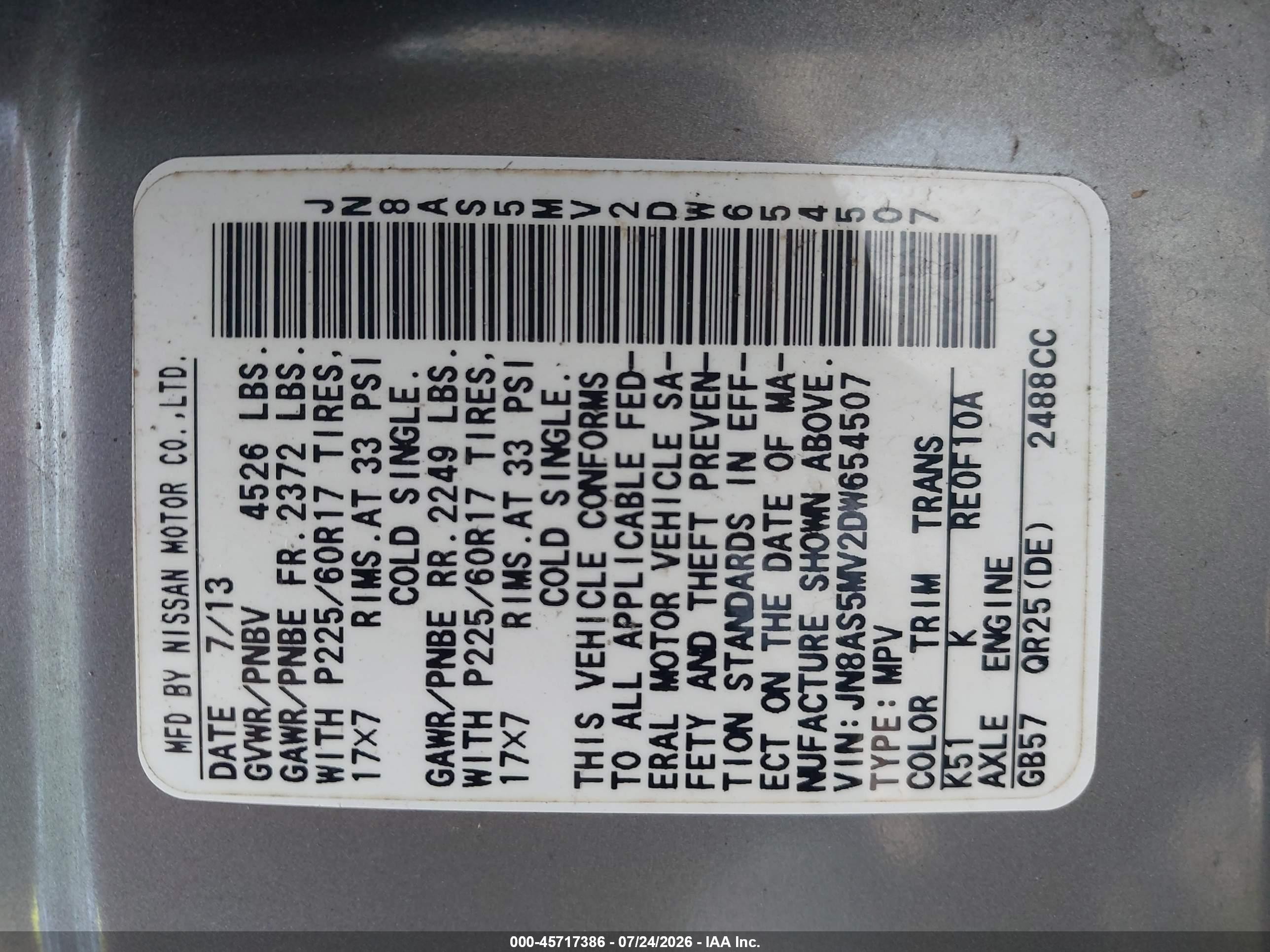 2013 Nissan Rogue Sv Black vin: JN8AS5MV2DW654507