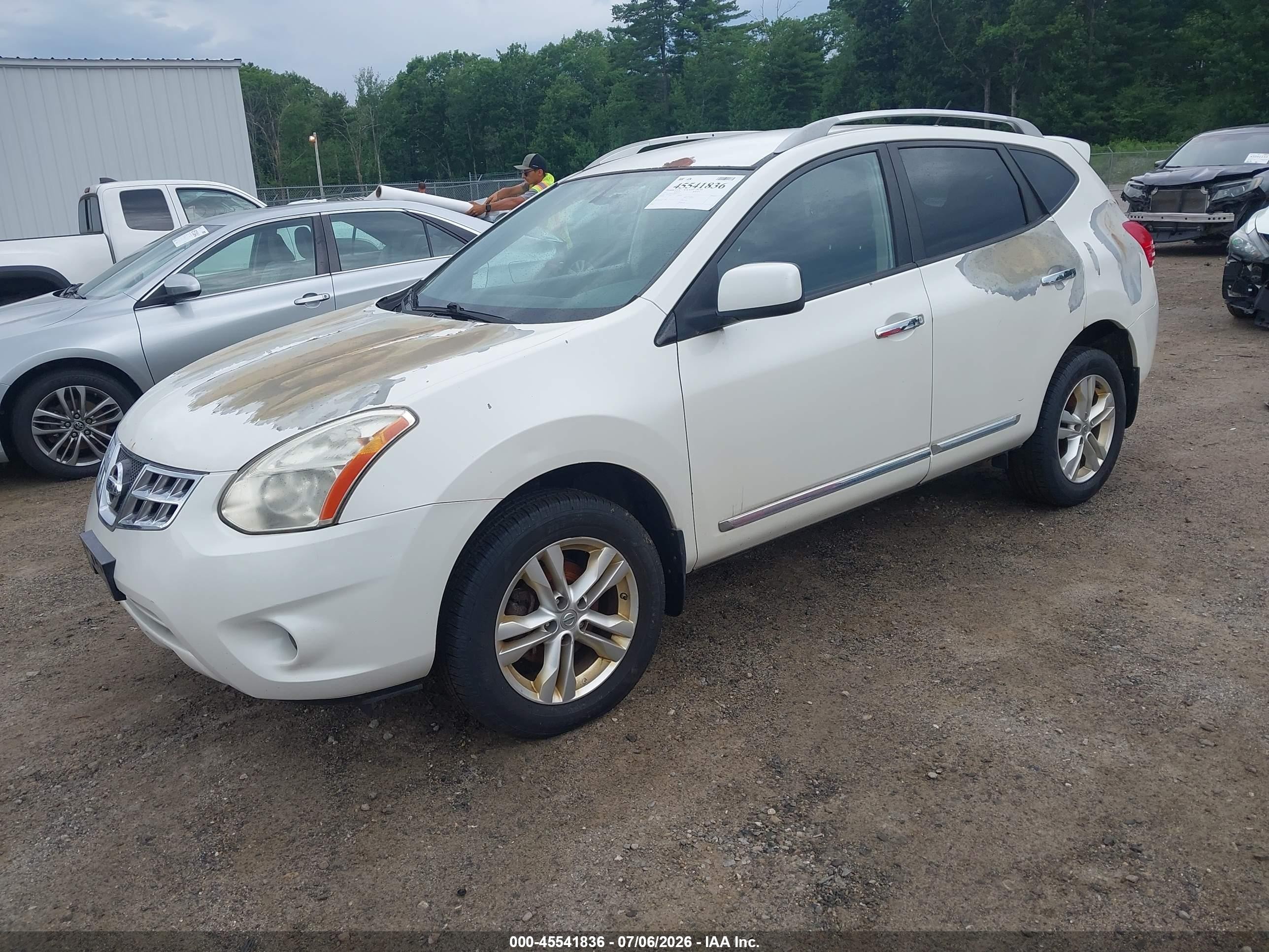 2013 Nissan Rogue Sv White vin: JN8AS5MV2DW657505