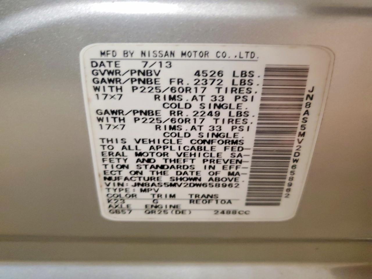2013 Nissan Rogue S Silver vin: JN8AS5MV2DW658962