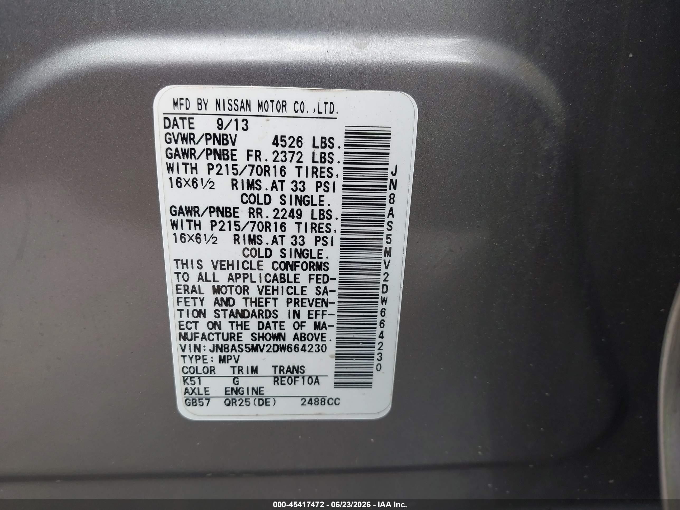 2013 Nissan Rogue S Gray vin: JN8AS5MV2DW664230