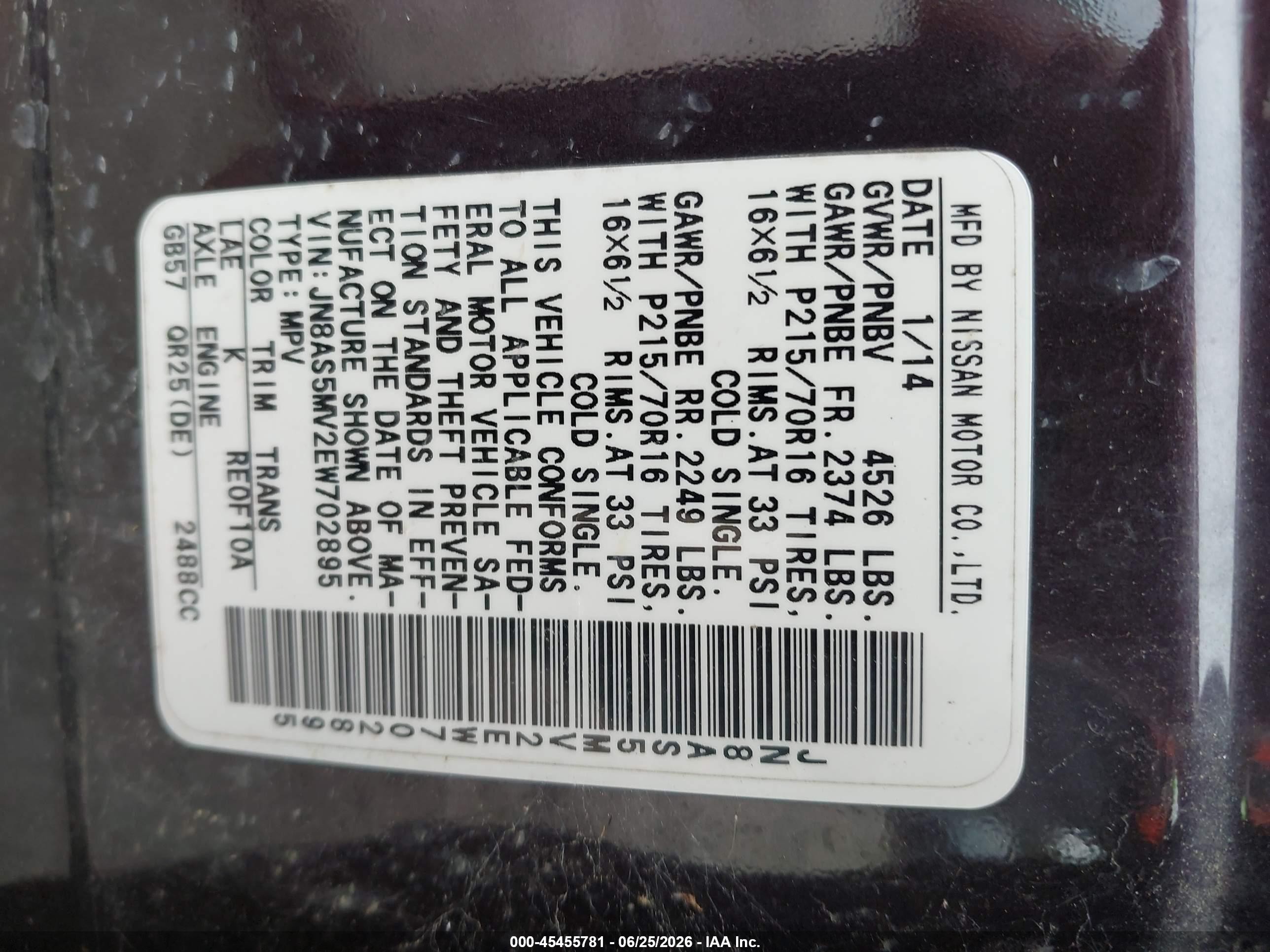 2014 Nissan Rogue Select S Burgundy vin: JN8AS5MV2EW702895