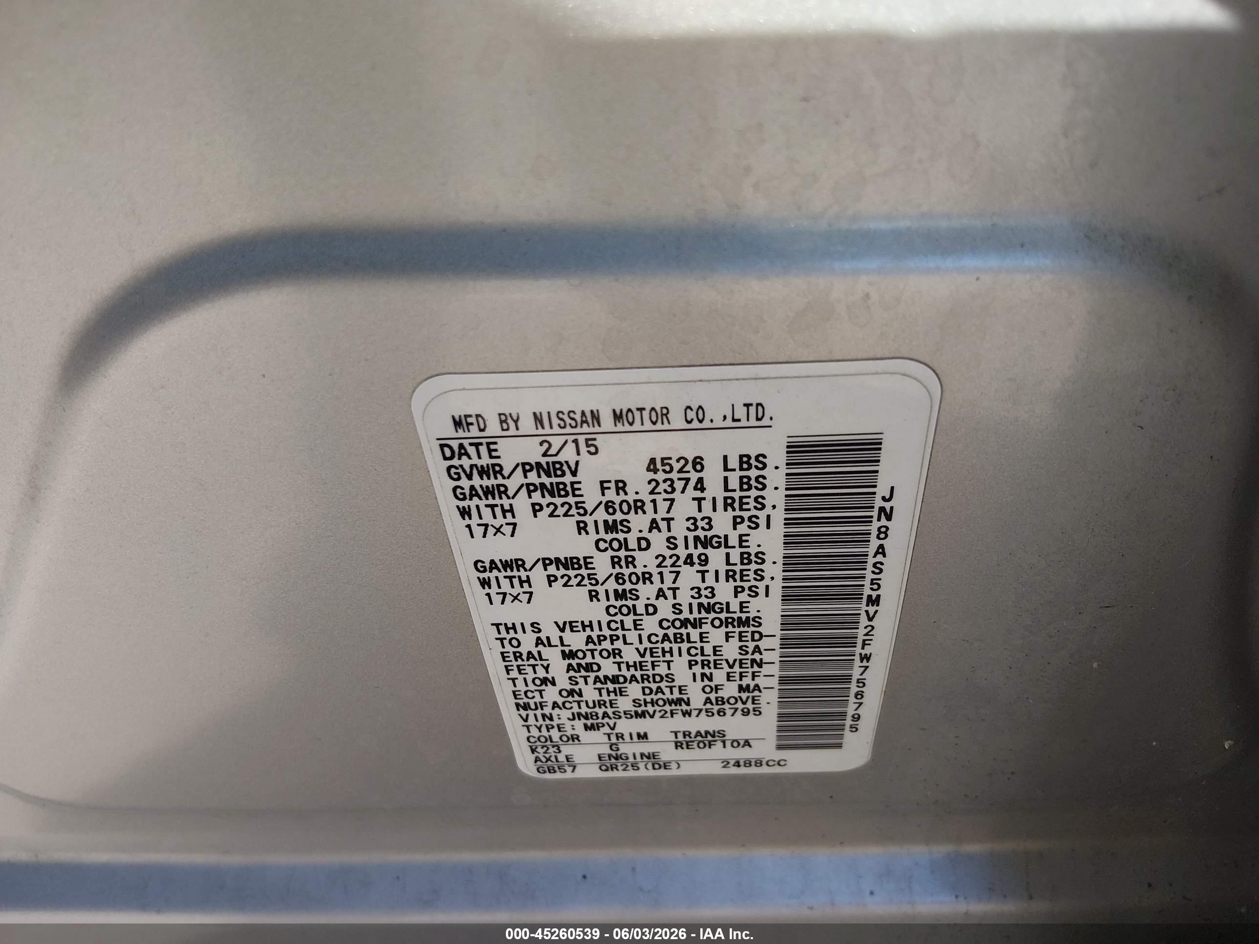 2015 Nissan Rogue Select S Silver vin: JN8AS5MV2FW756795