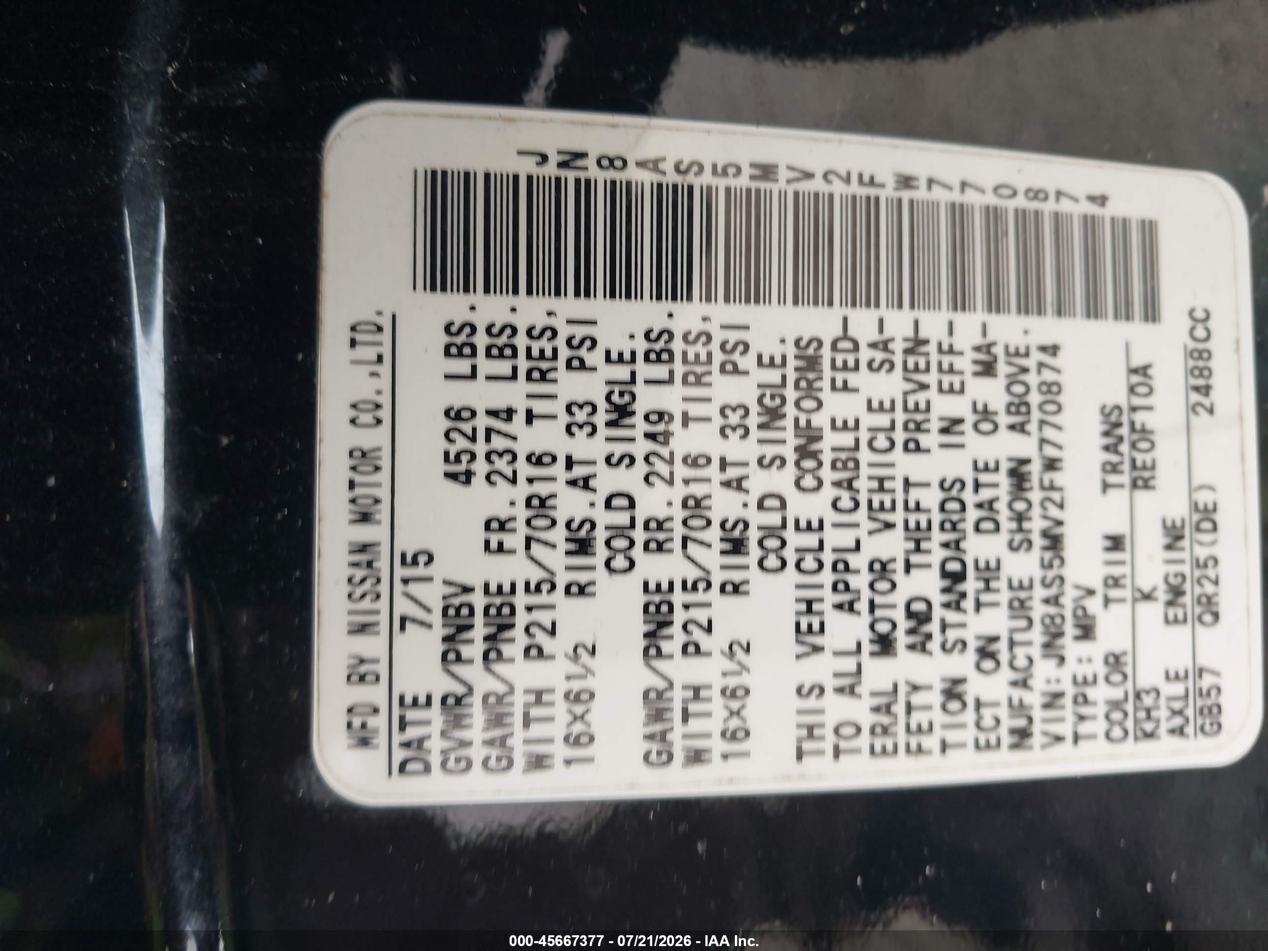 2015 Nissan Rogue Select S Black vin: JN8AS5MV2FW770874