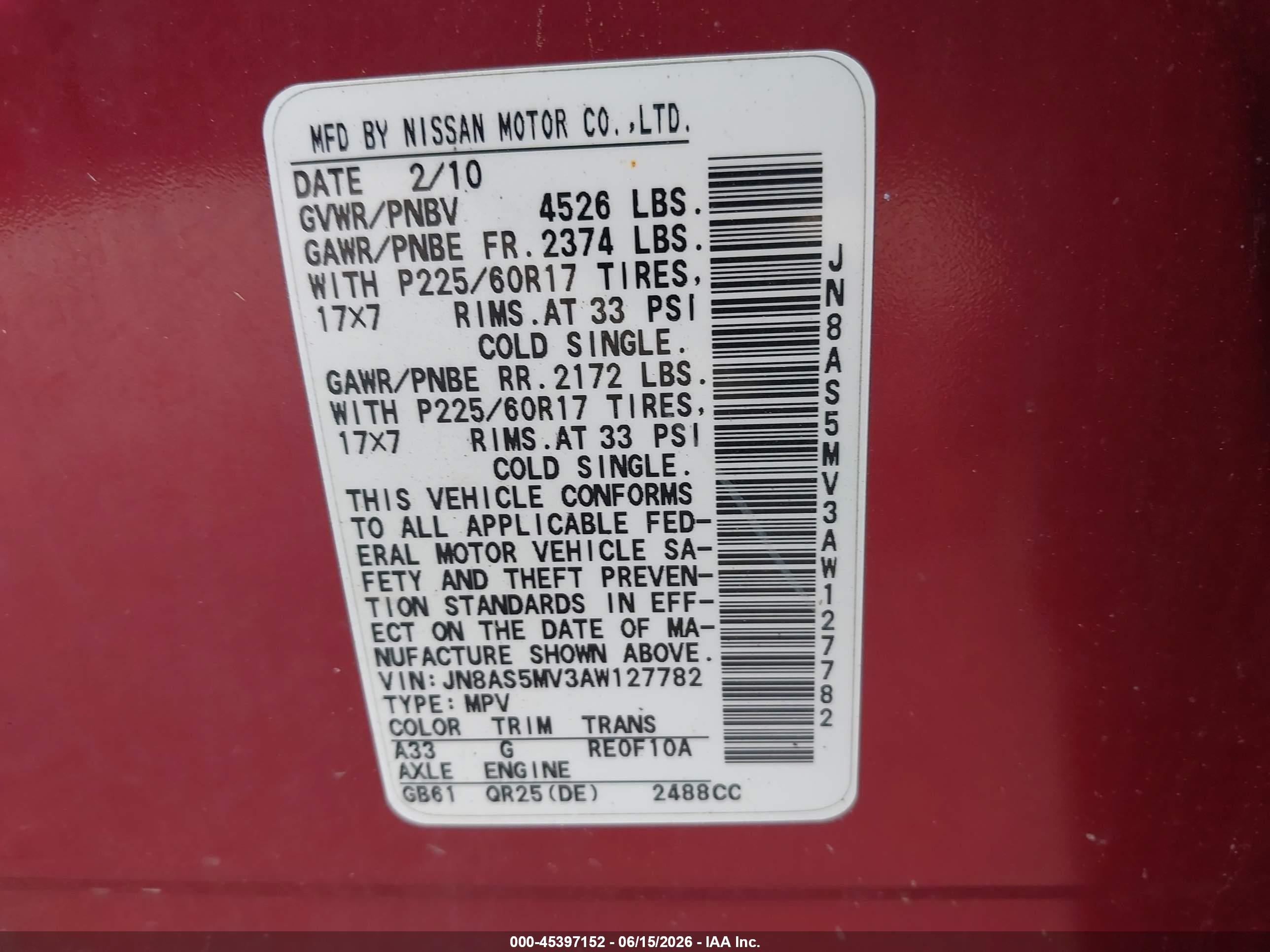 2010 Nissan Rogue Sl Maroon vin: JN8AS5MV3AW127782