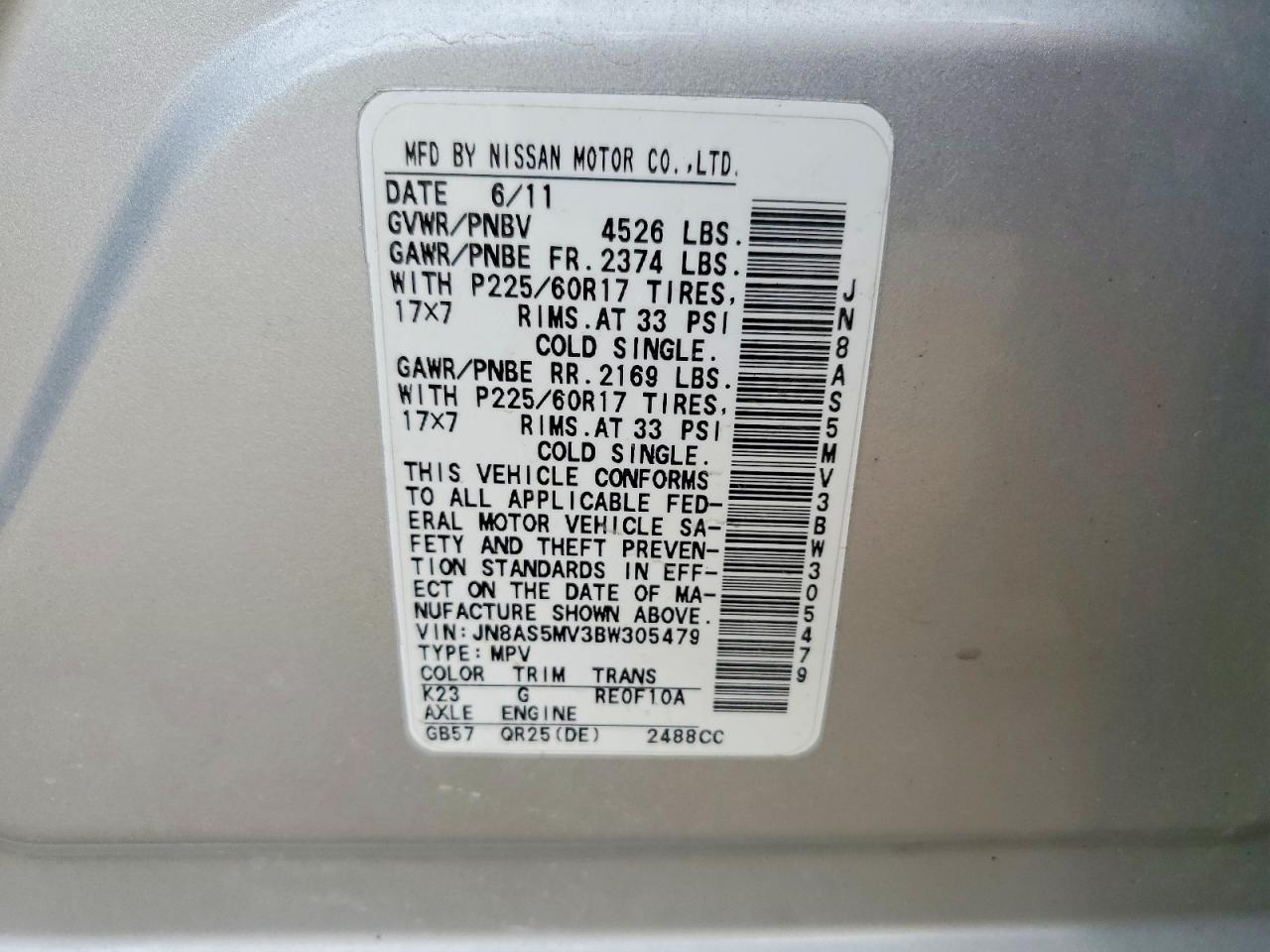 2011 Nissan Rogue S Silver vin: JN8AS5MV3BW305479