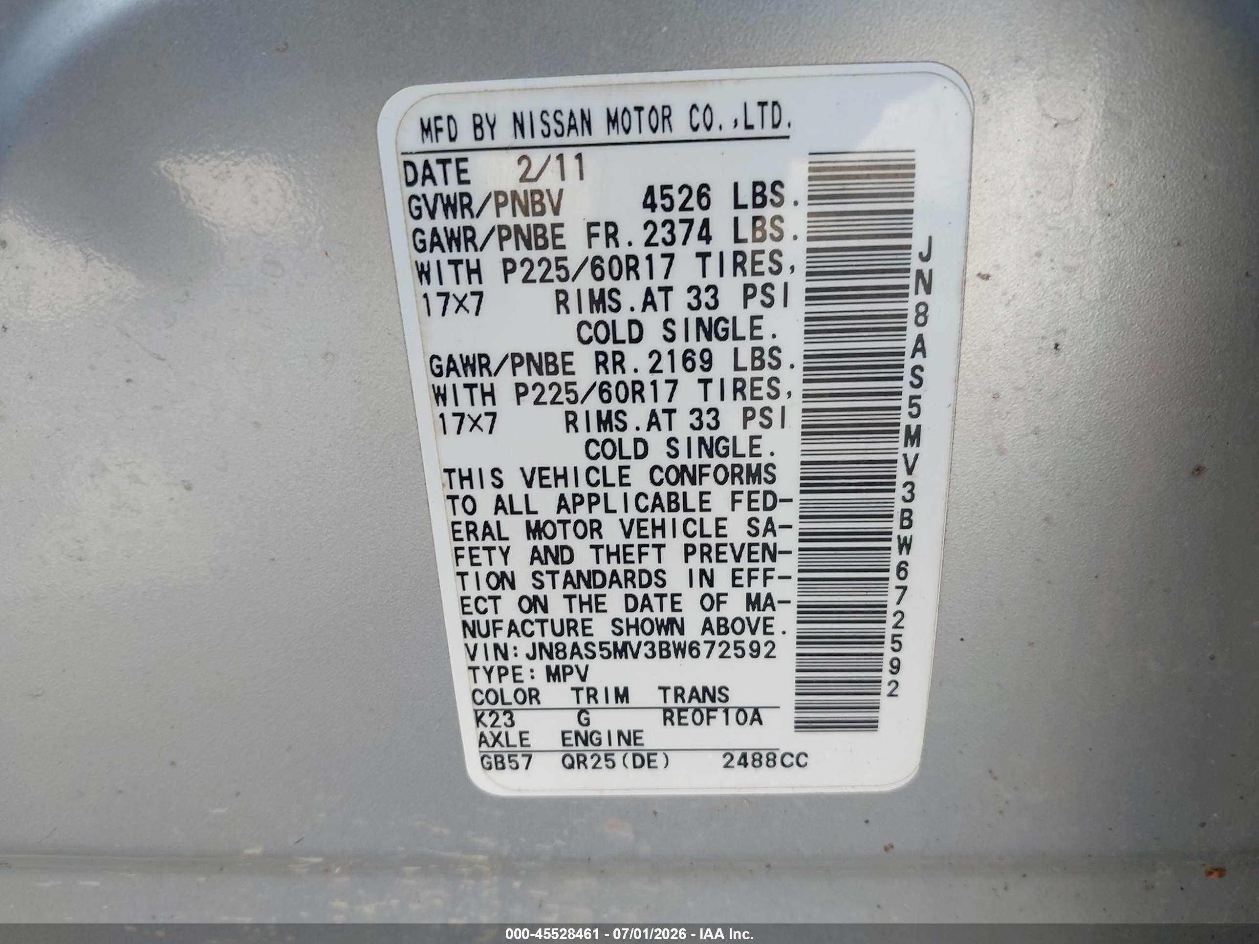 2011 Nissan Rogue Sv Silver vin: JN8AS5MV3BW672592