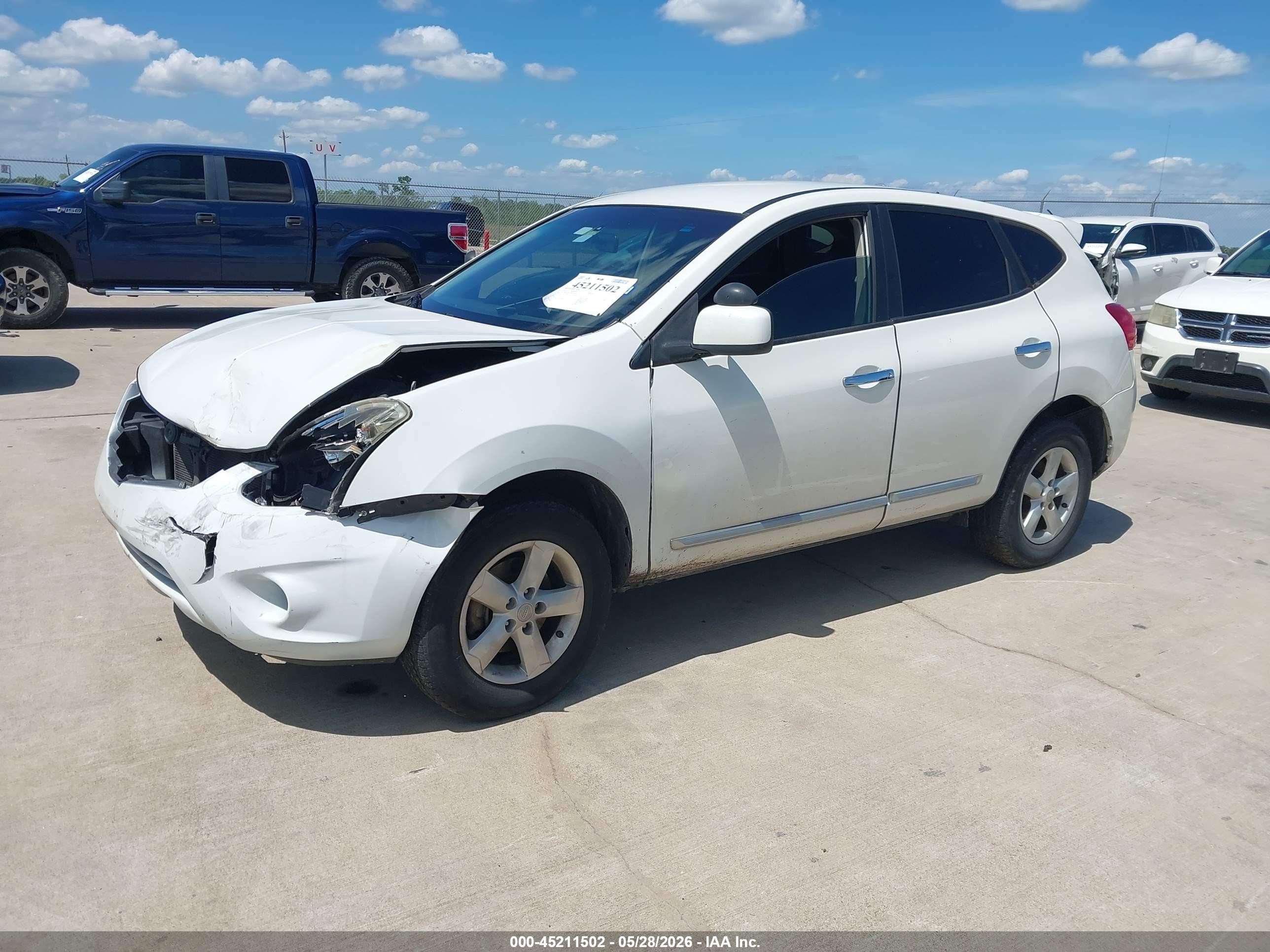 2013 Nissan Rogue S White vin: JN8AS5MV3DW124479