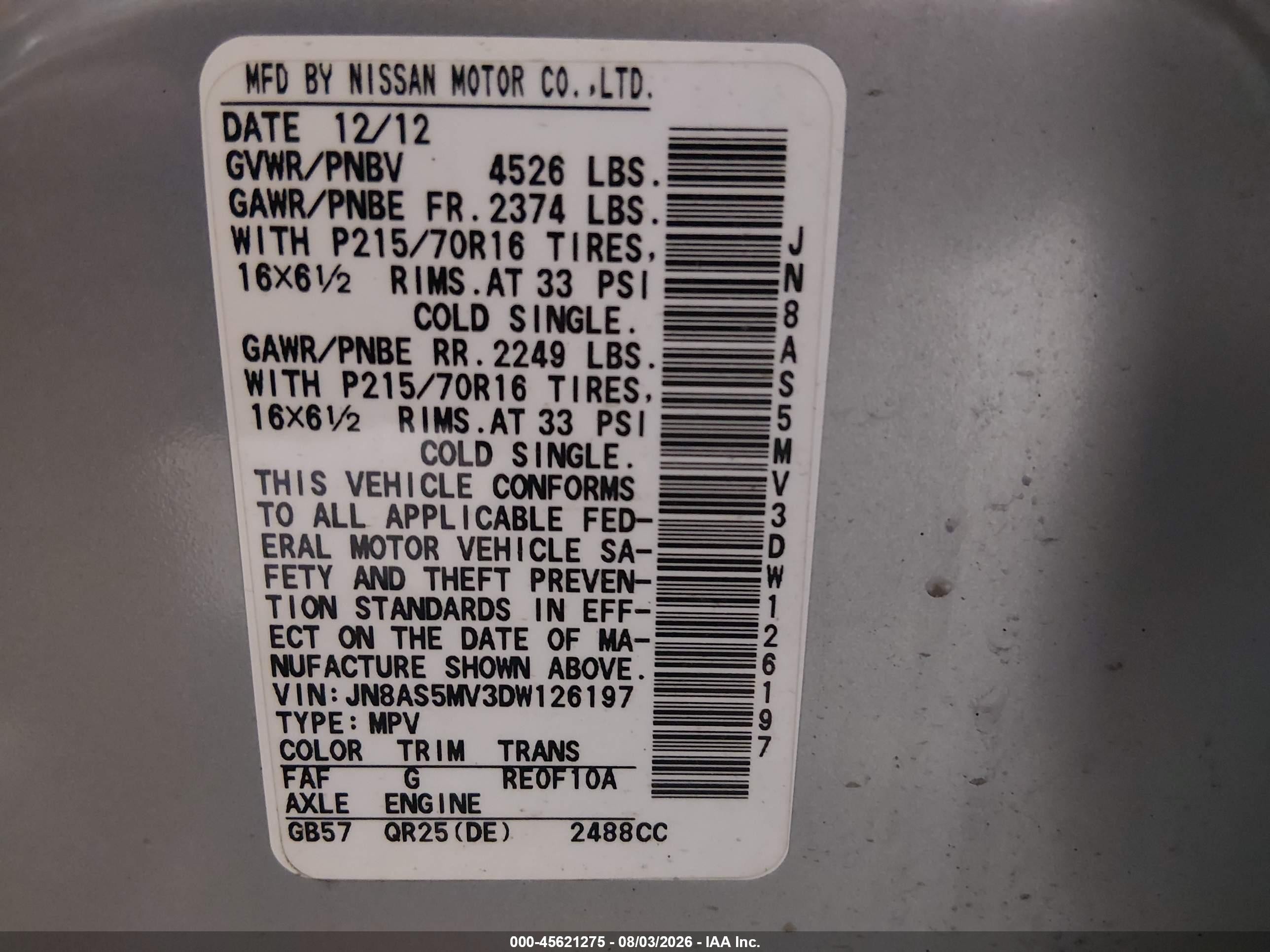 2013 Nissan Rogue S Light Blue vin: JN8AS5MV3DW126197