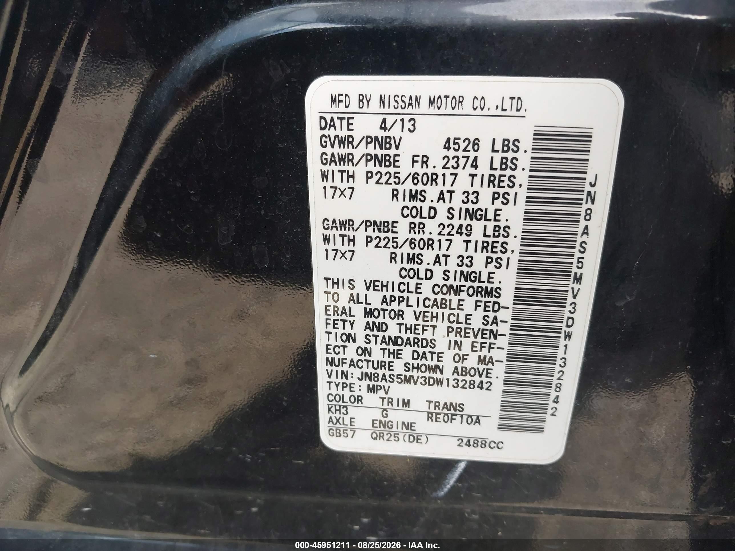 2013 Nissan Rogue Sv Black vin: JN8AS5MV3DW132842