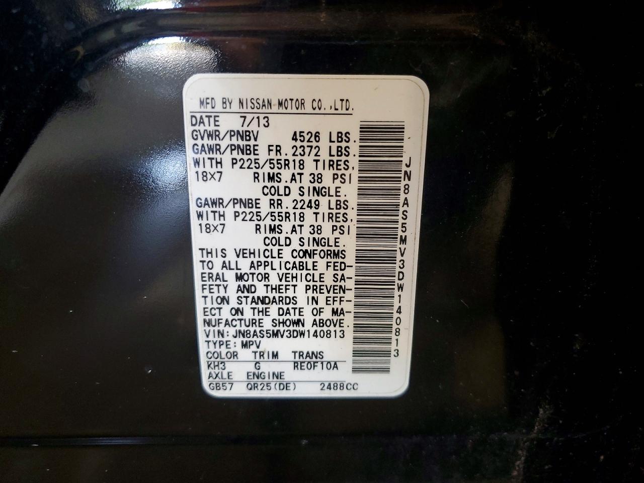 2013 Nissan Rogue S Black vin: JN8AS5MV3DW140813