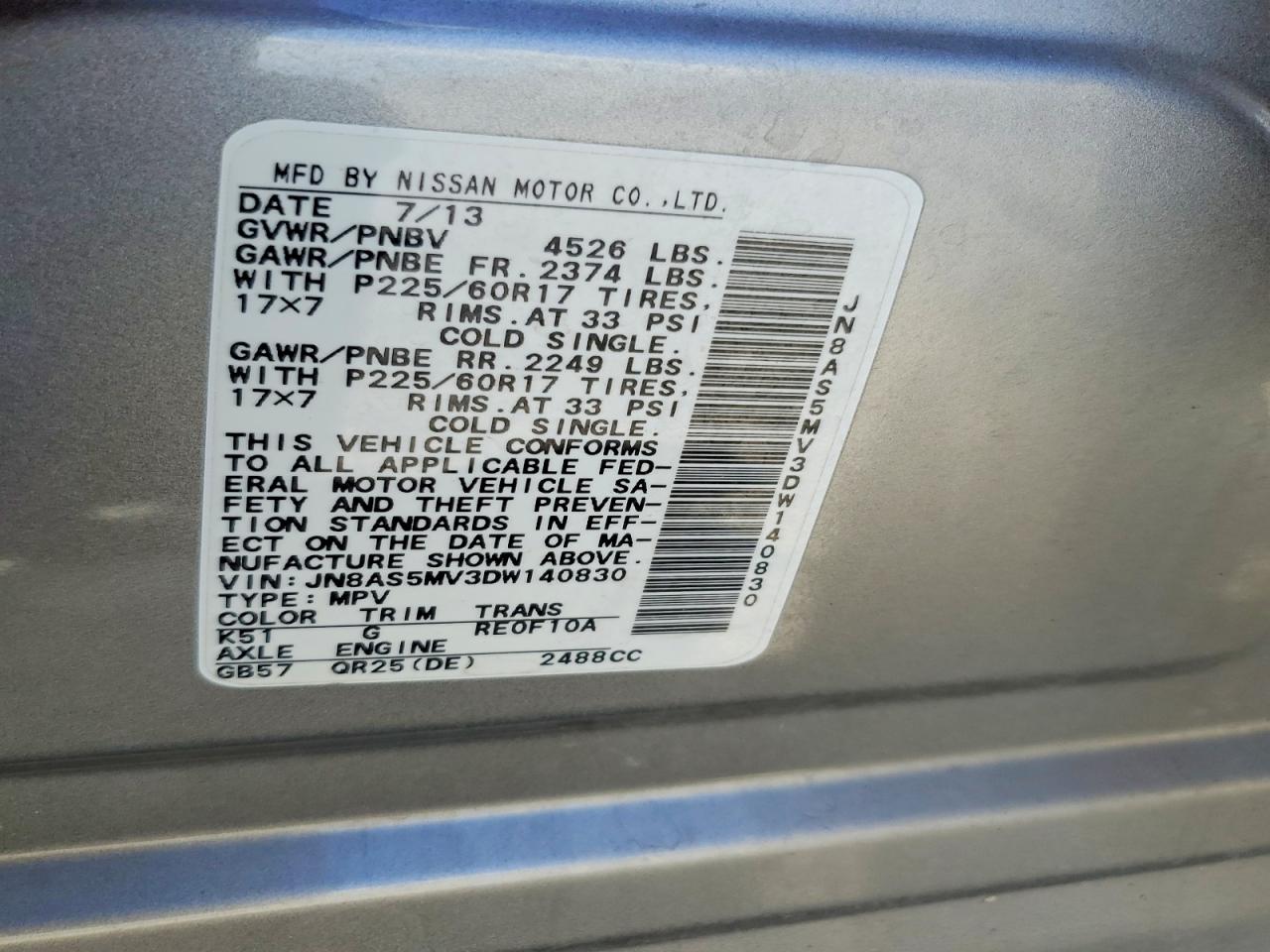 2013 Nissan Rogue S Gray vin: JN8AS5MV3DW140830