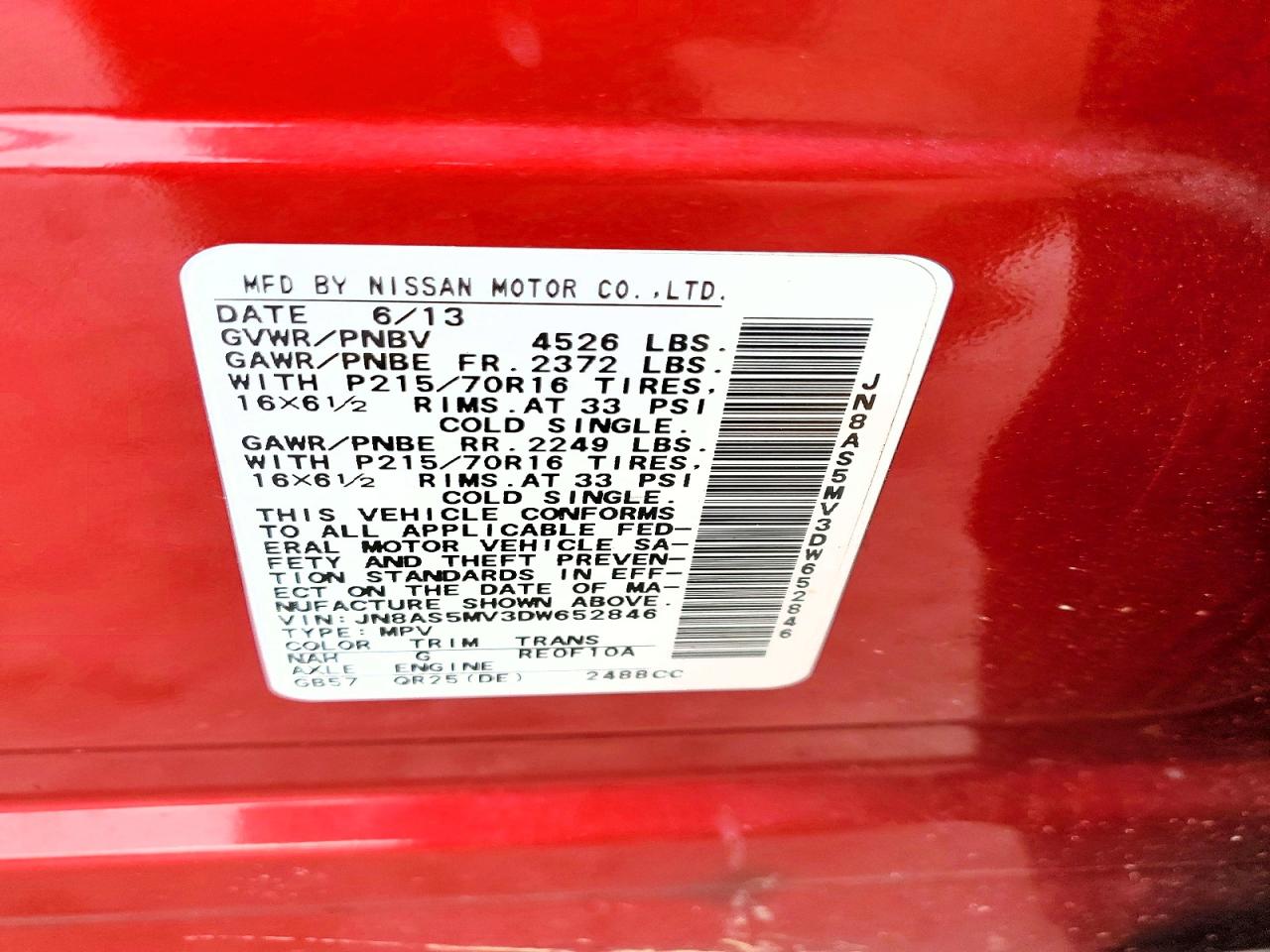 2013 Nissan Rogue S Red vin: JN8AS5MV3DW652846