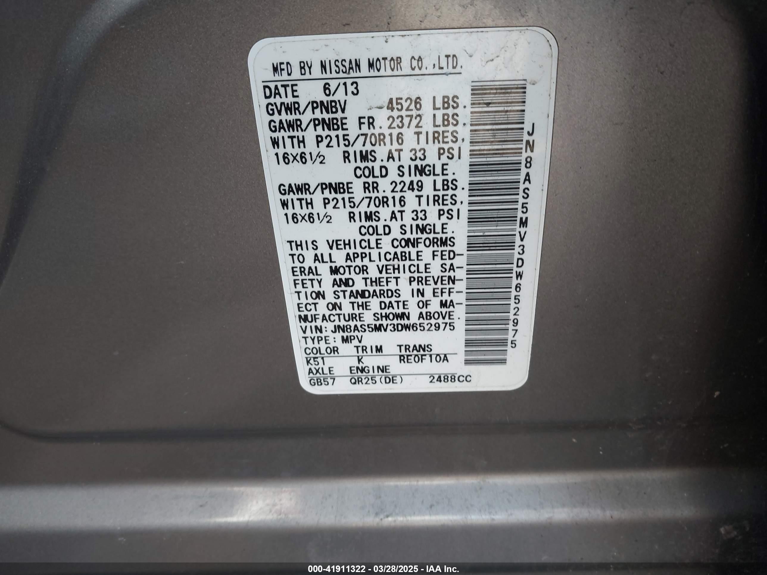 2013 Nissan Rogue S Tan vin: JN8AS5MV3DW652975