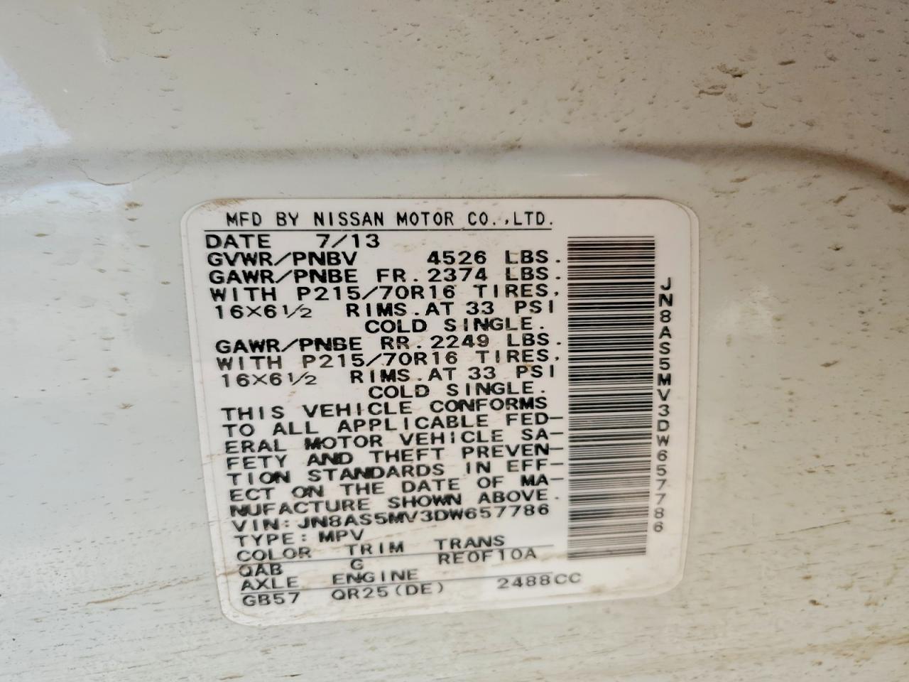2013 Nissan Rogue S White vin: JN8AS5MV3DW657786