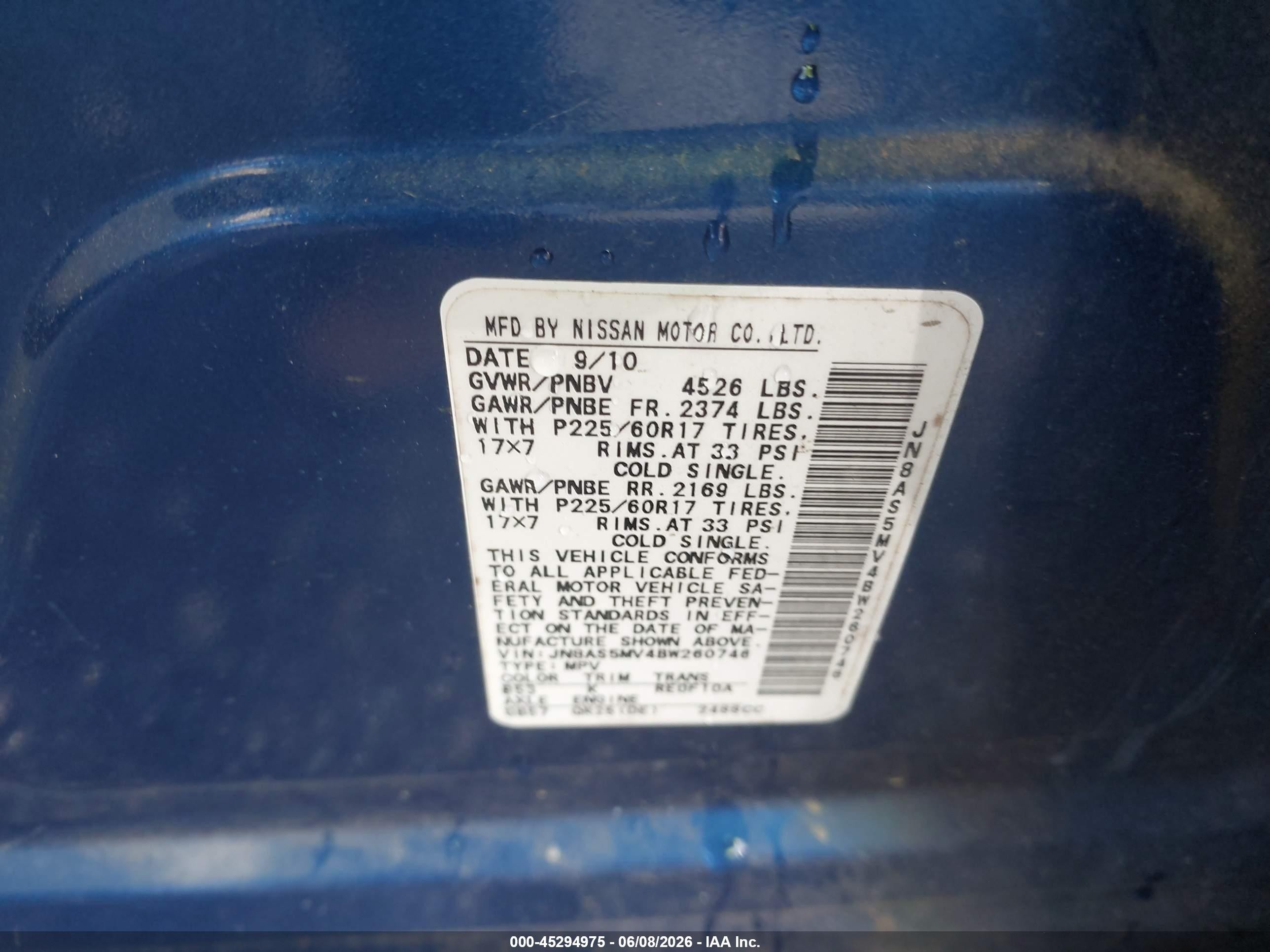 2011 Nissan Rogue Sv Blue vin: JN8AS5MV4BW260746