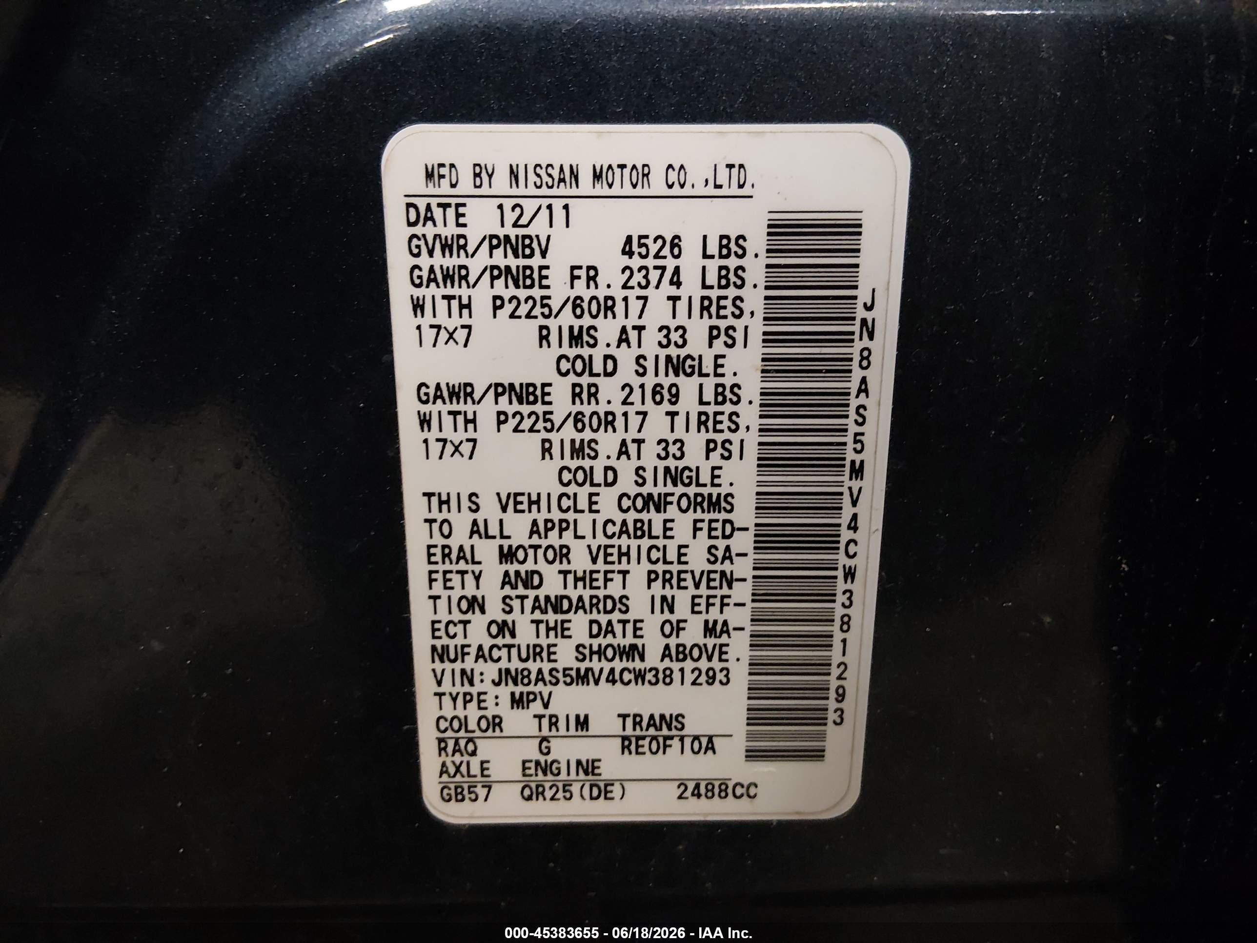 2012 Nissan Rogue Sv Blue vin: JN8AS5MV4CW381293