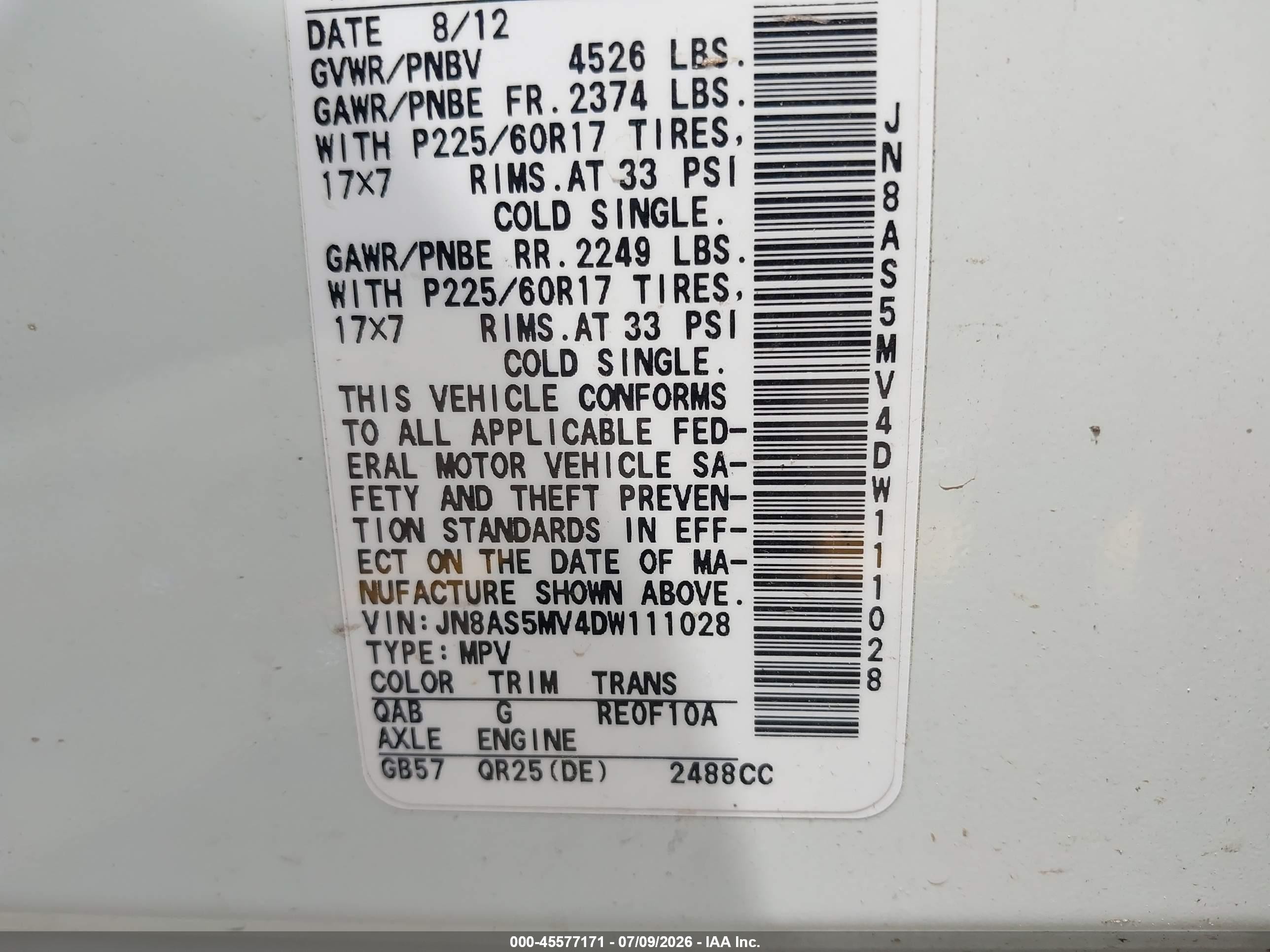 2013 Nissan Rogue Sv White vin: JN8AS5MV4DW111028