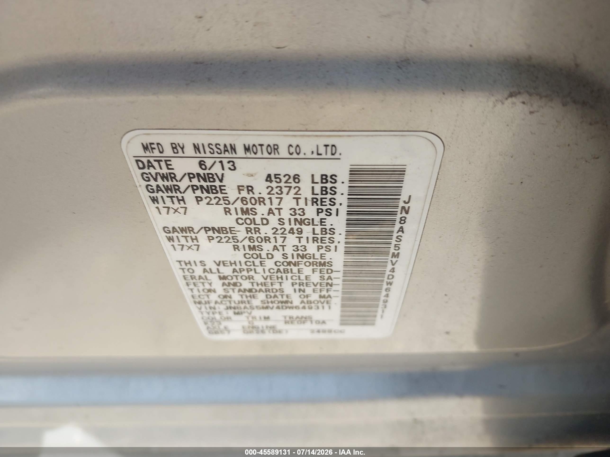 2013 Nissan Rogue Sv Silver vin: JN8AS5MV4DW649311