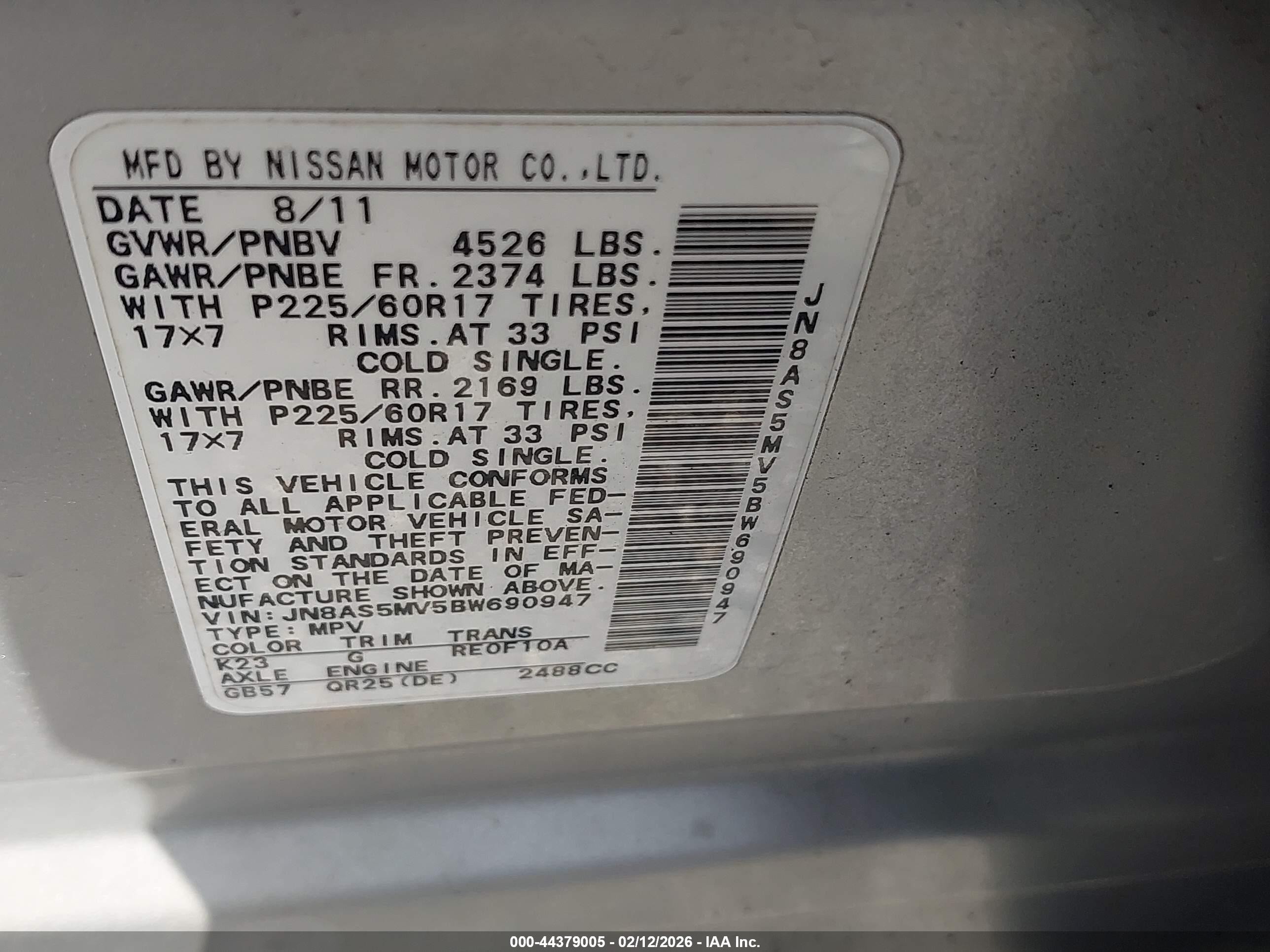 2011 Nissan Rogue Sv Silver vin: JN8AS5MV5BW690947
