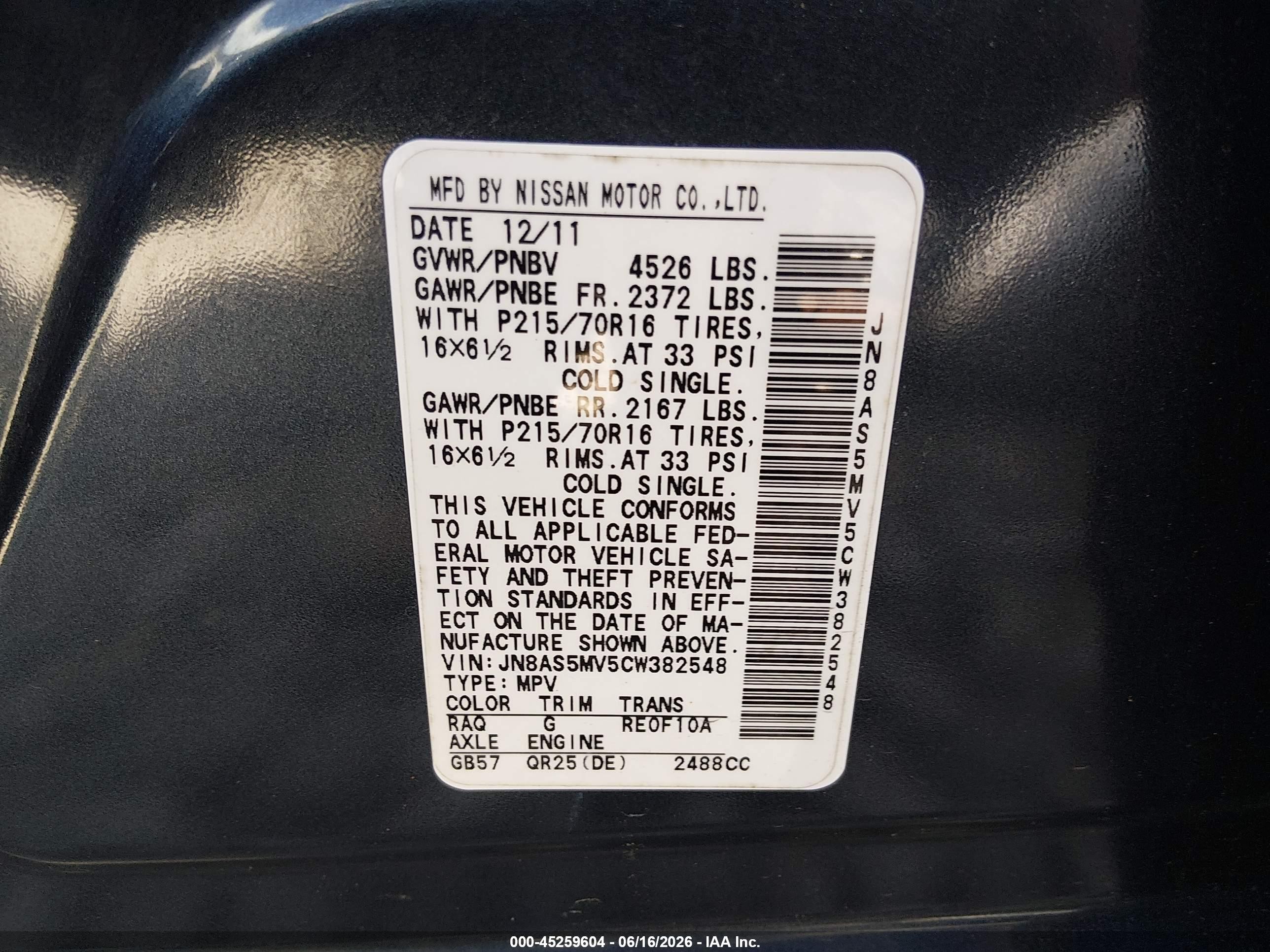 2012 Nissan Rogue S Blue vin: JN8AS5MV5CW382548