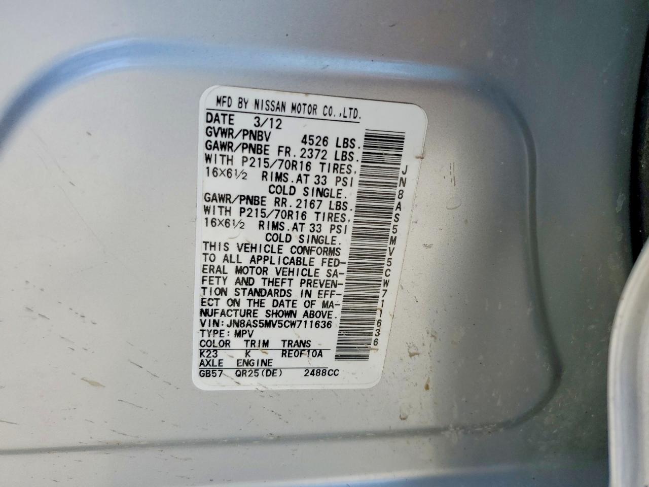 2012 Nissan Rogue S Silver vin: JN8AS5MV5CW711636