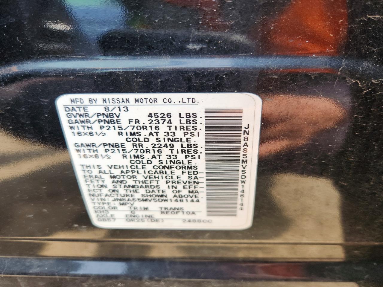 2013 Nissan Rogue S Black vin: JN8AS5MV5DW146144