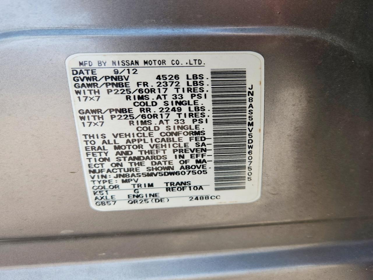 2013 Nissan Rogue S Gray vin: JN8AS5MV5DW607505