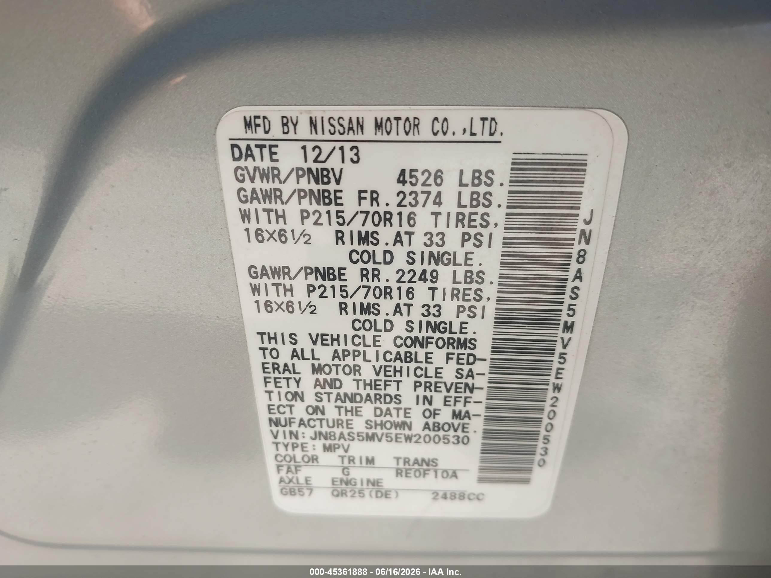 2014 Nissan Rogue Select S Light Blue vin: JN8AS5MV5EW200530
