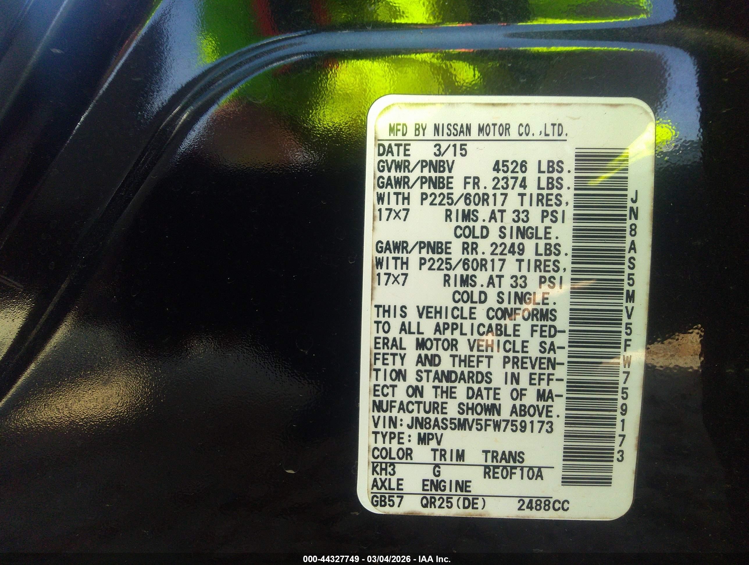 2015 Nissan Rogue Select S Black vin: JN8AS5MV5FW759173