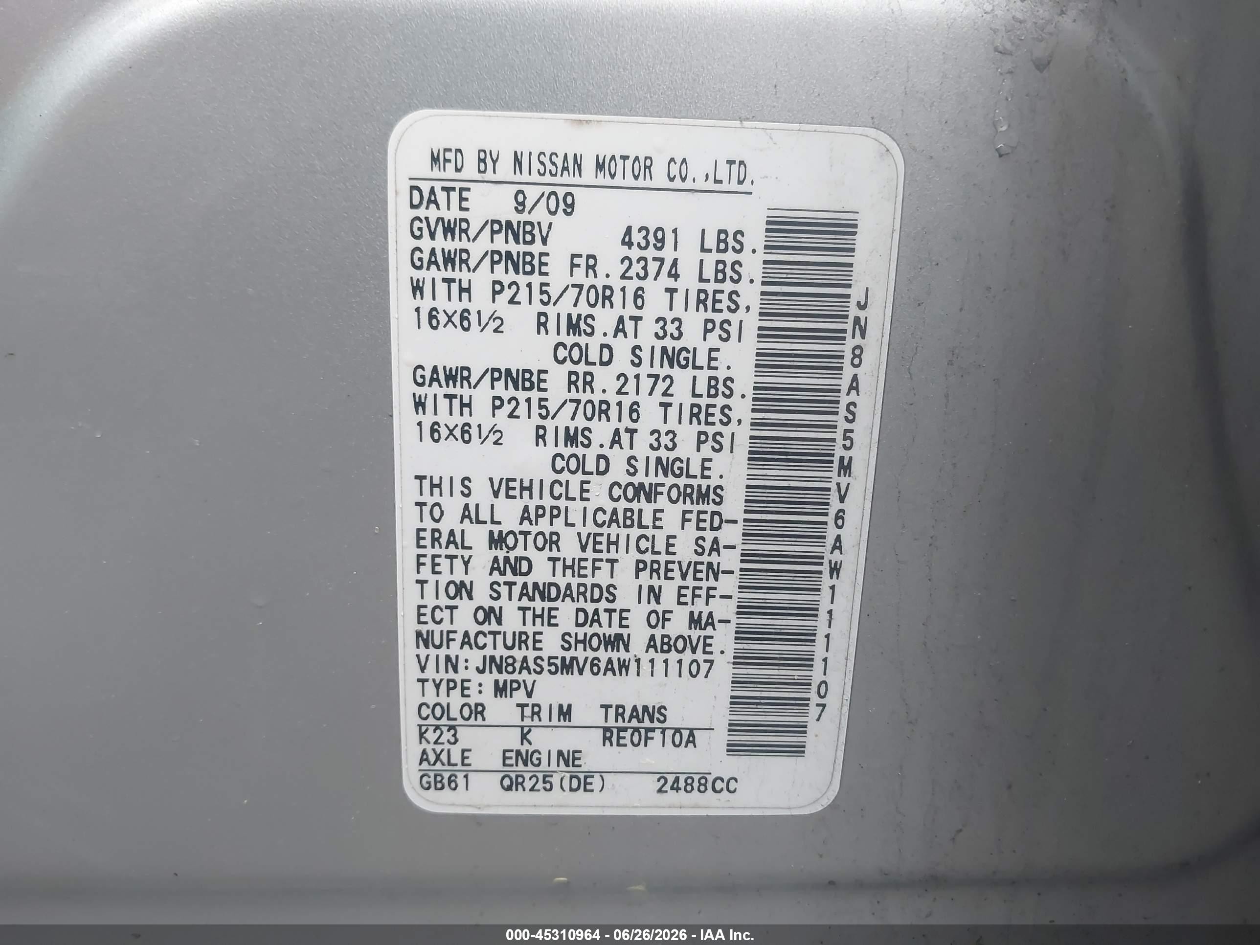 2010 Nissan Rogue S Silver vin: JN8AS5MV6AW111107