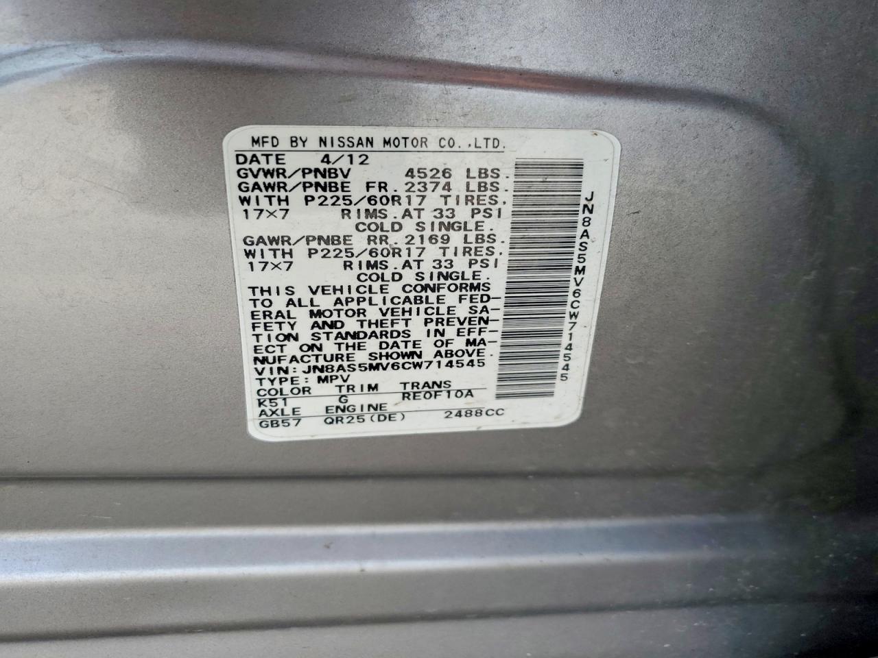 2012 Nissan Rogue S Silver vin: JN8AS5MV6CW714545