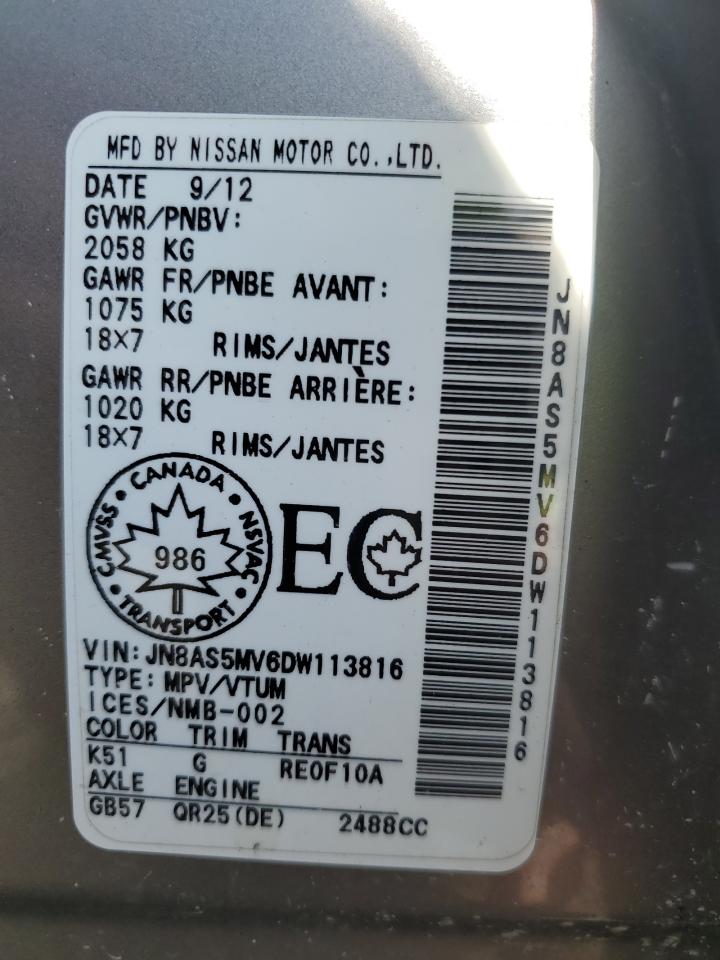 2013 Nissan Rogue S Gray vin: JN8AS5MV6DW113816