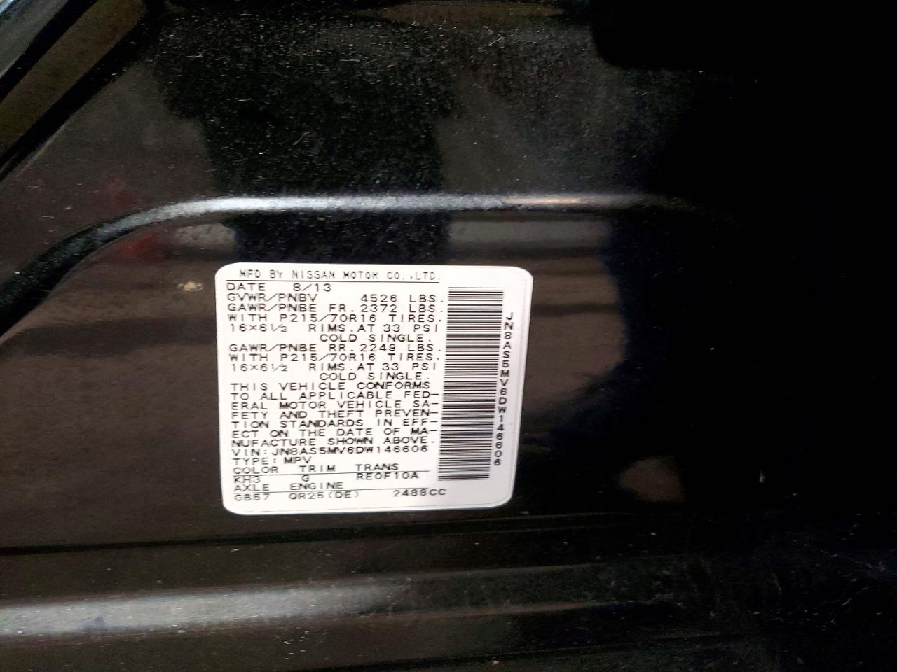 2013 Nissan Rogue S Black vin: JN8AS5MV6DW146606