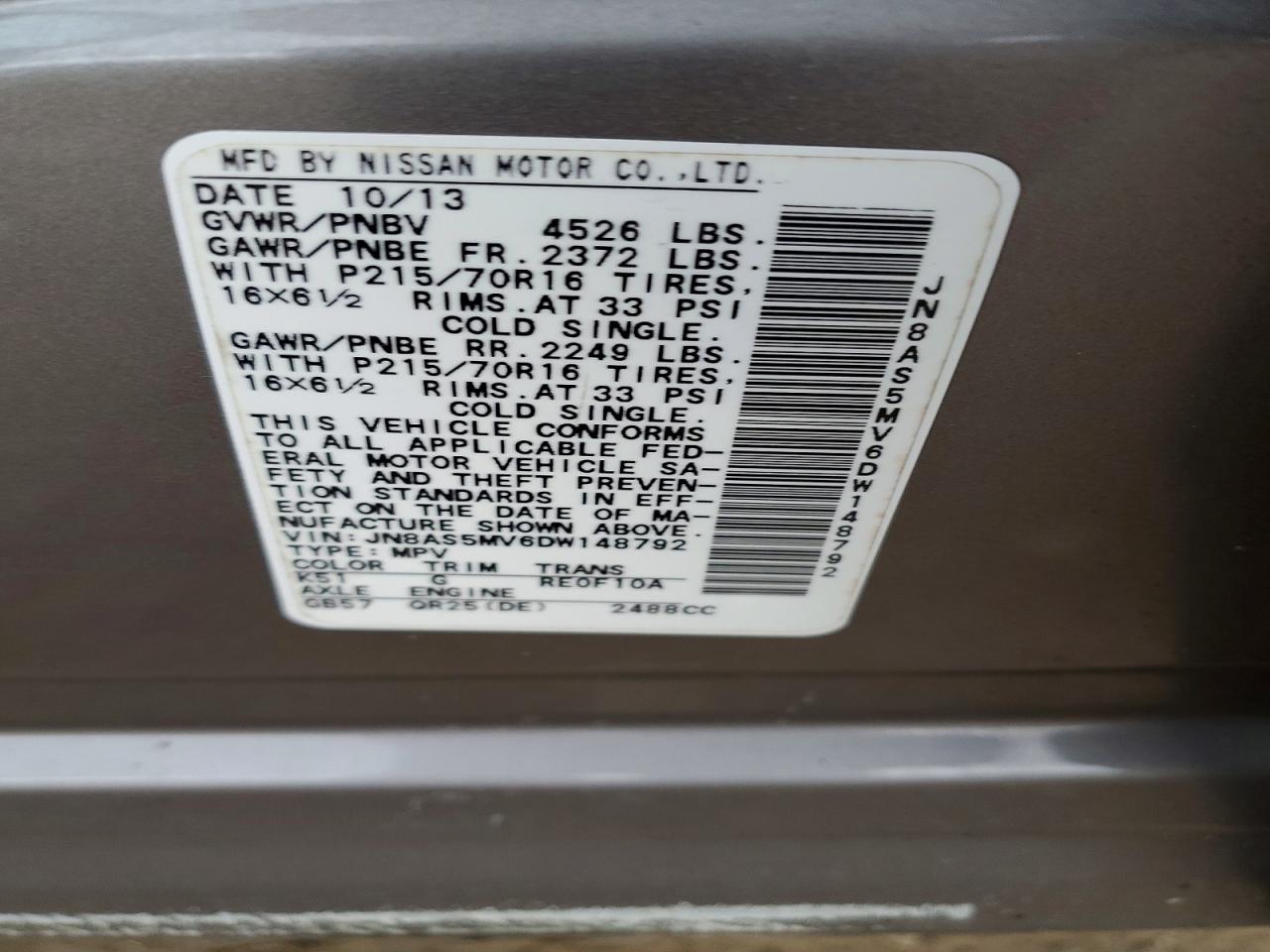 2013 Nissan Rogue S Gray vin: JN8AS5MV6DW148792