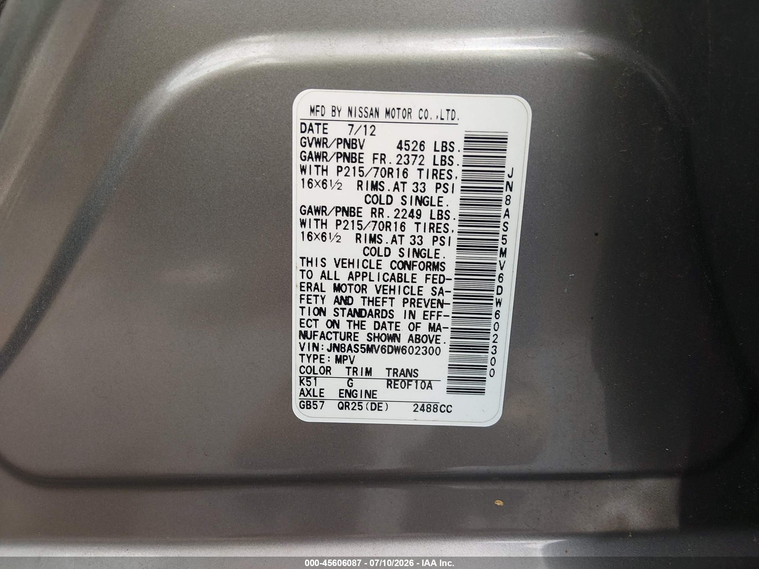 2013 Nissan Rogue S Gray vin: JN8AS5MV6DW602300
