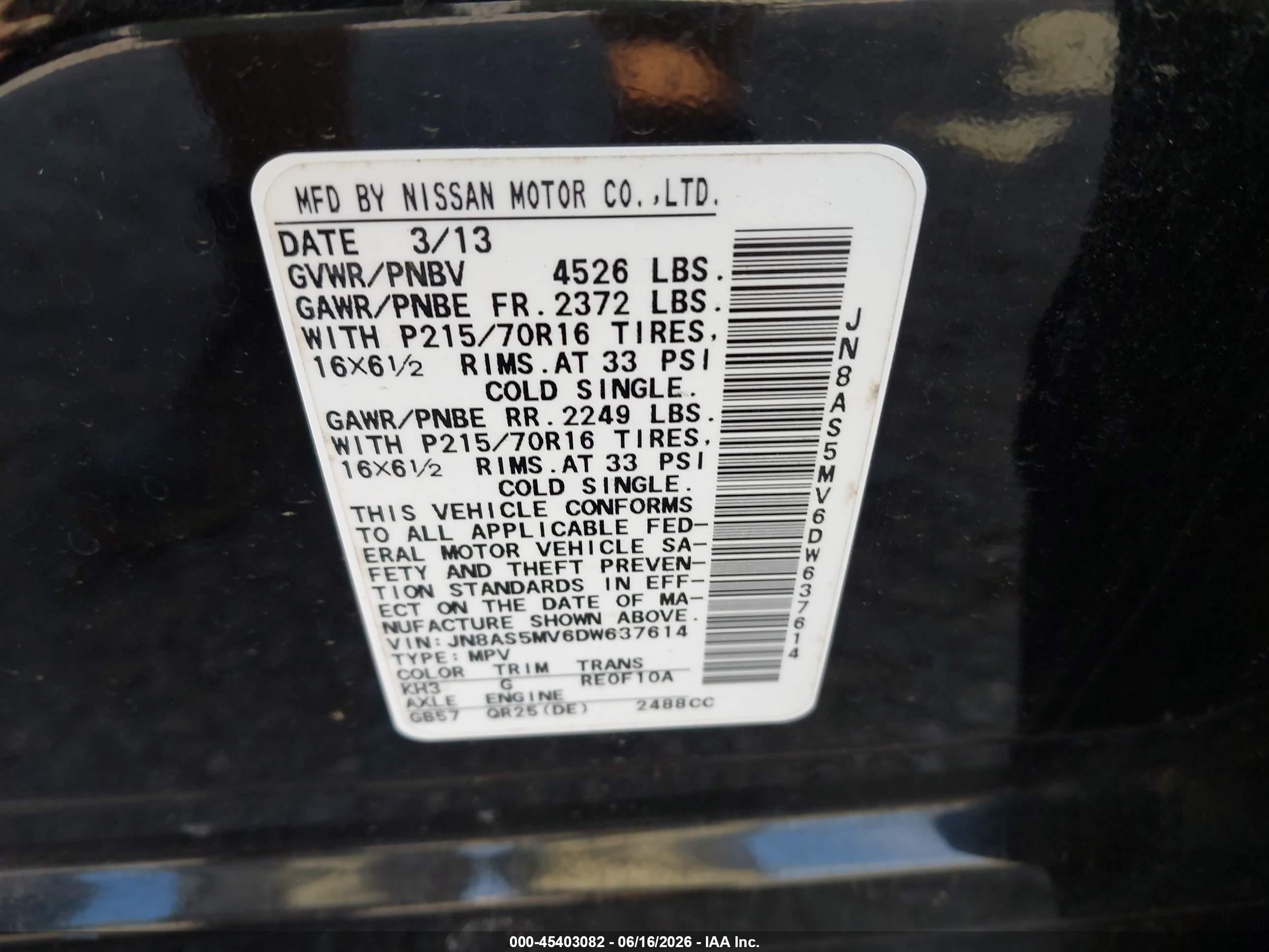 2013 Nissan Rogue S Black vin: JN8AS5MV6DW637614