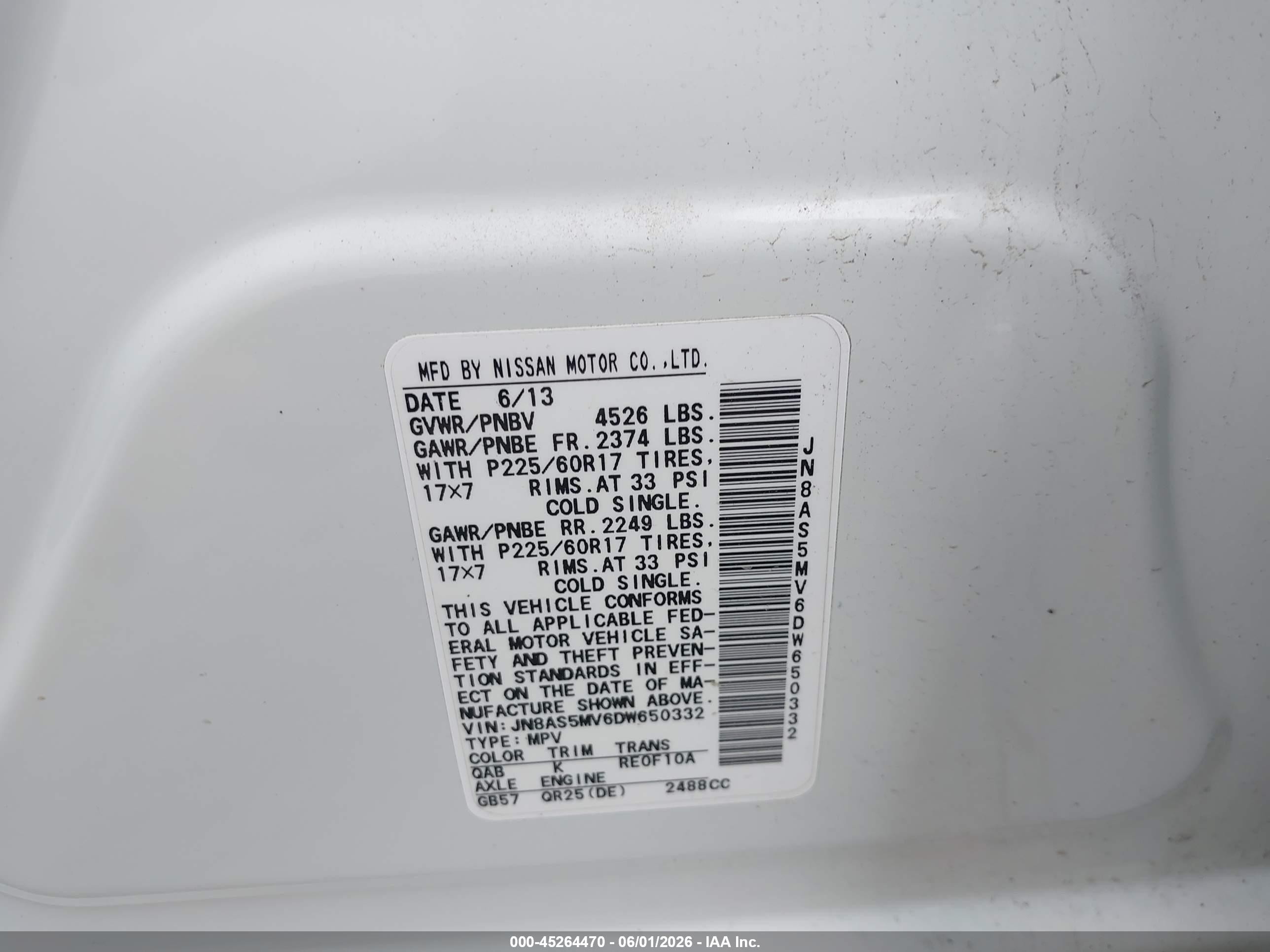 2013 Nissan Rogue Sv White vin: JN8AS5MV6DW650332