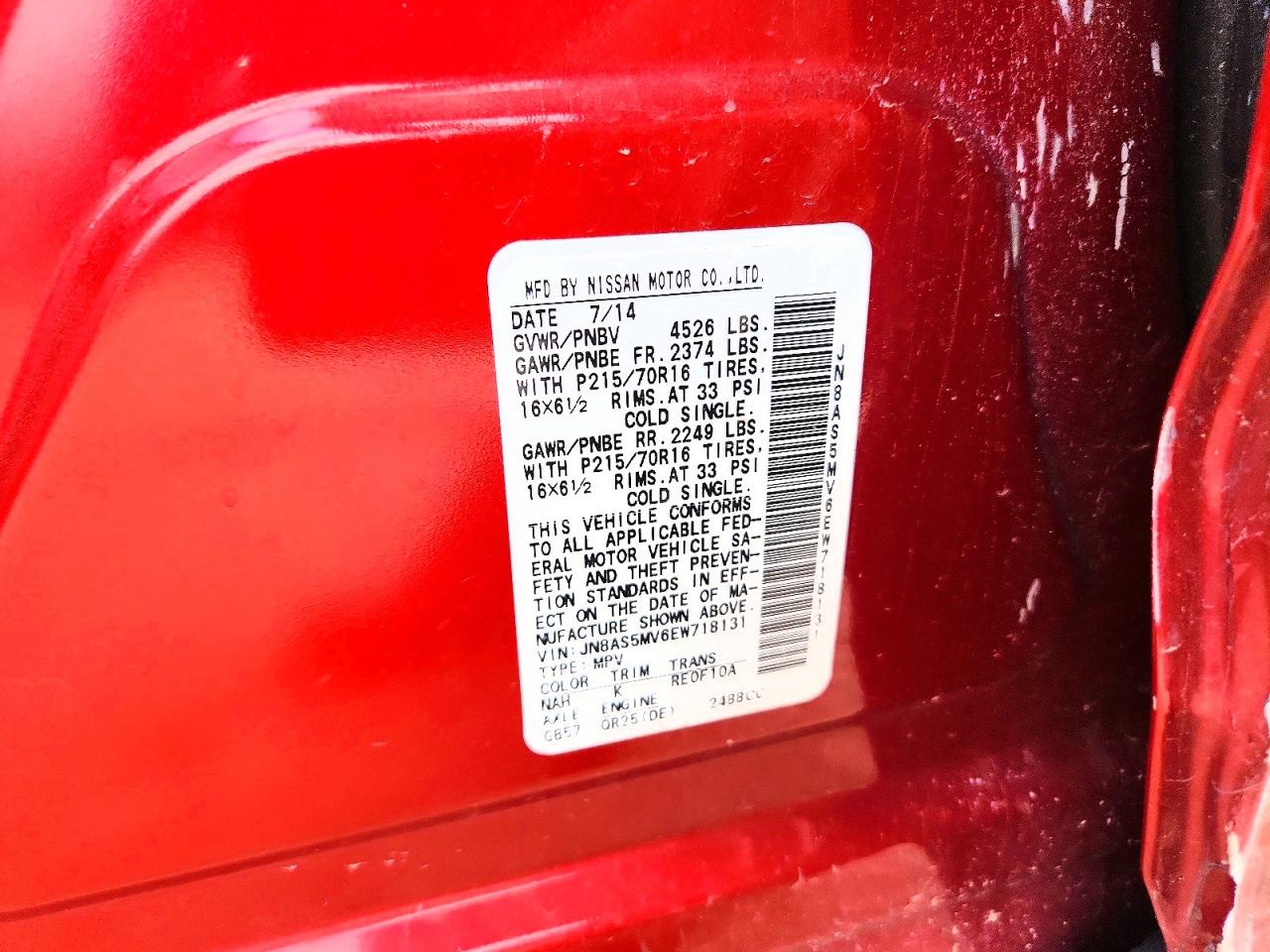2014 Nissan Rogue Select S Red vin: JN8AS5MV6EW718131
