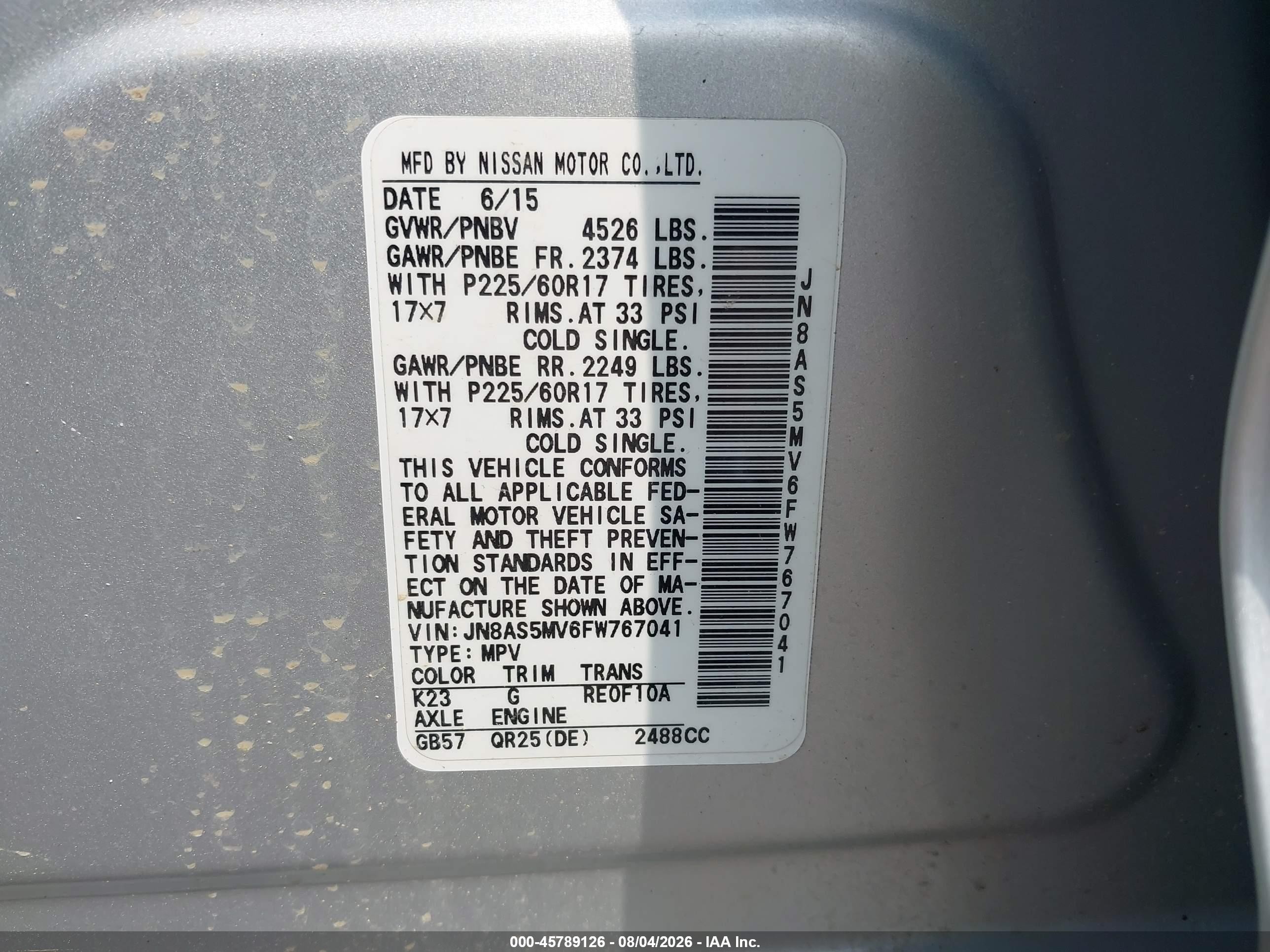 2015 Nissan Rogue Select S Silver vin: JN8AS5MV6FW767041