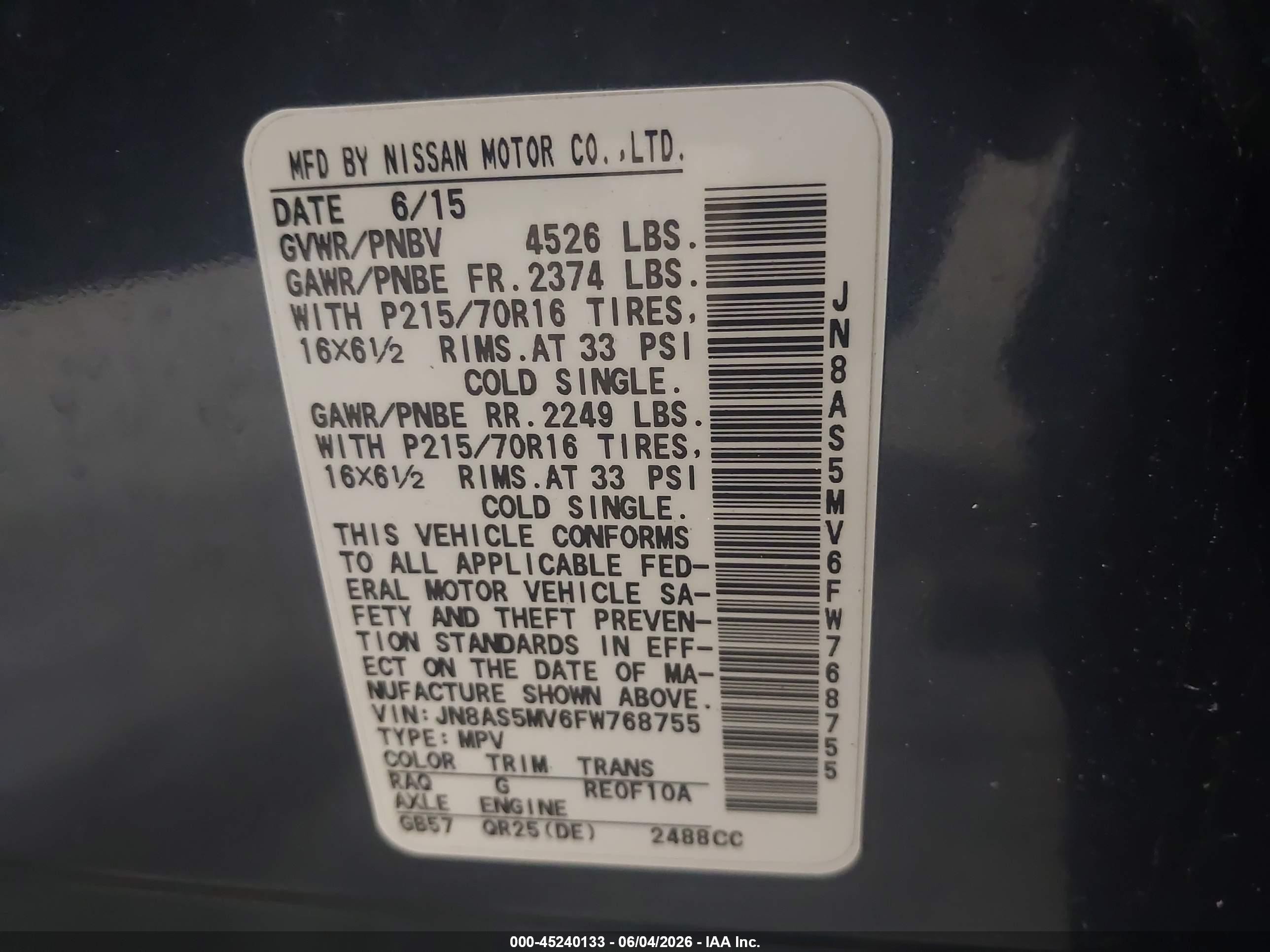 2015 Nissan Rogue Select S Gray vin: JN8AS5MV6FW768755