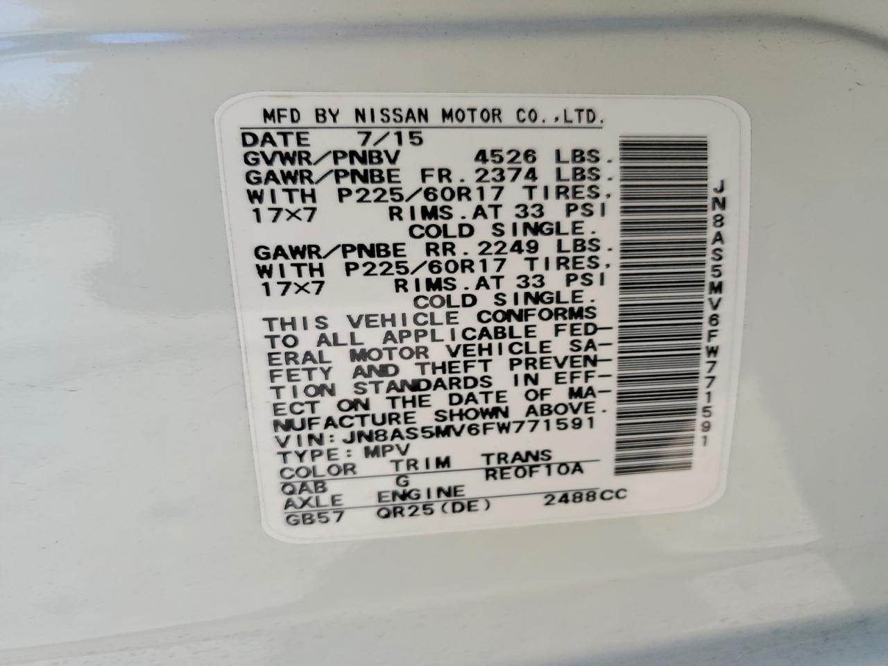 2015 Nissan Rogue Select S White vin: JN8AS5MV6FW771591