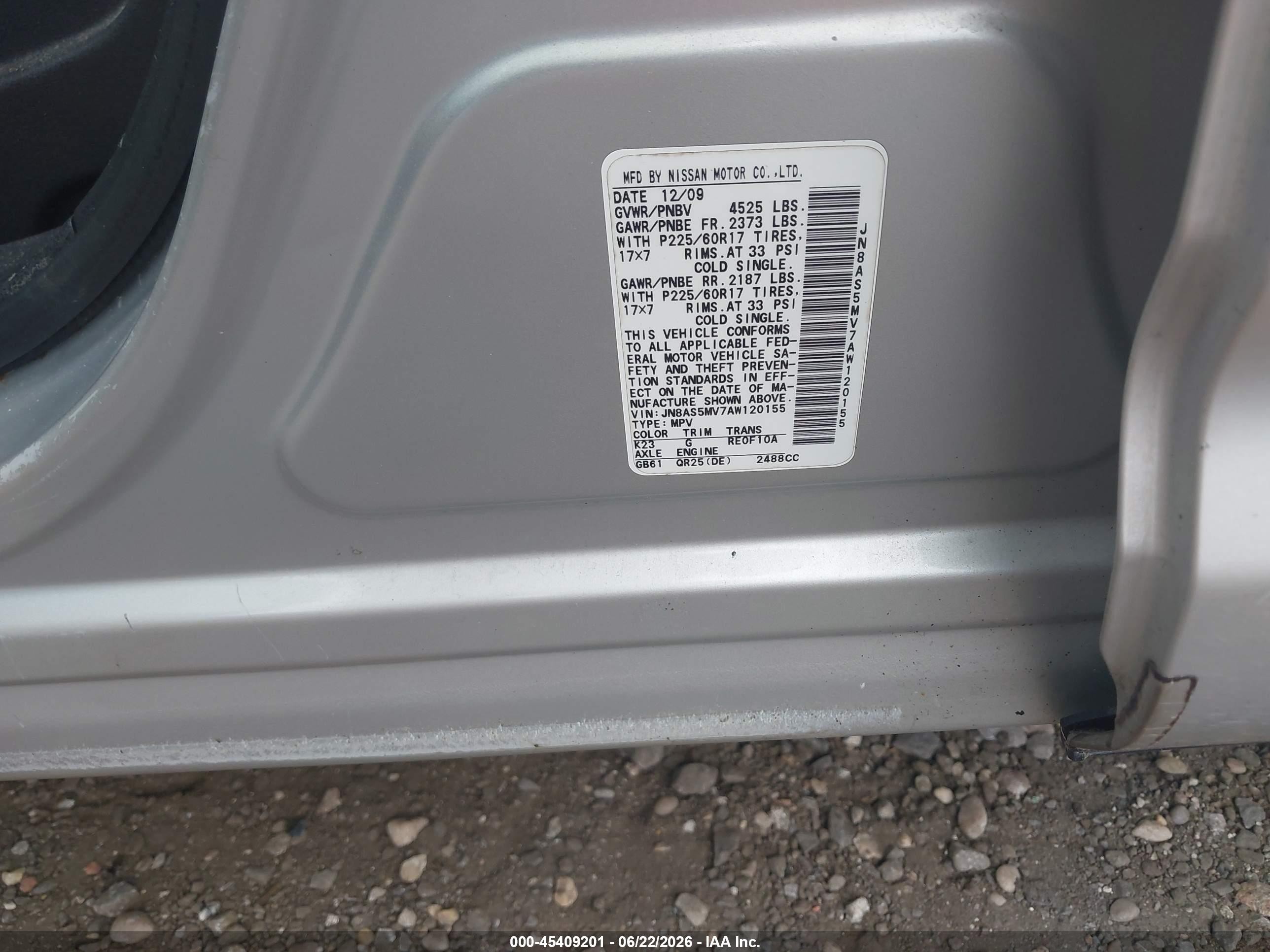 2010 Nissan Rogue Sl Gray vin: JN8AS5MV7AW120155
