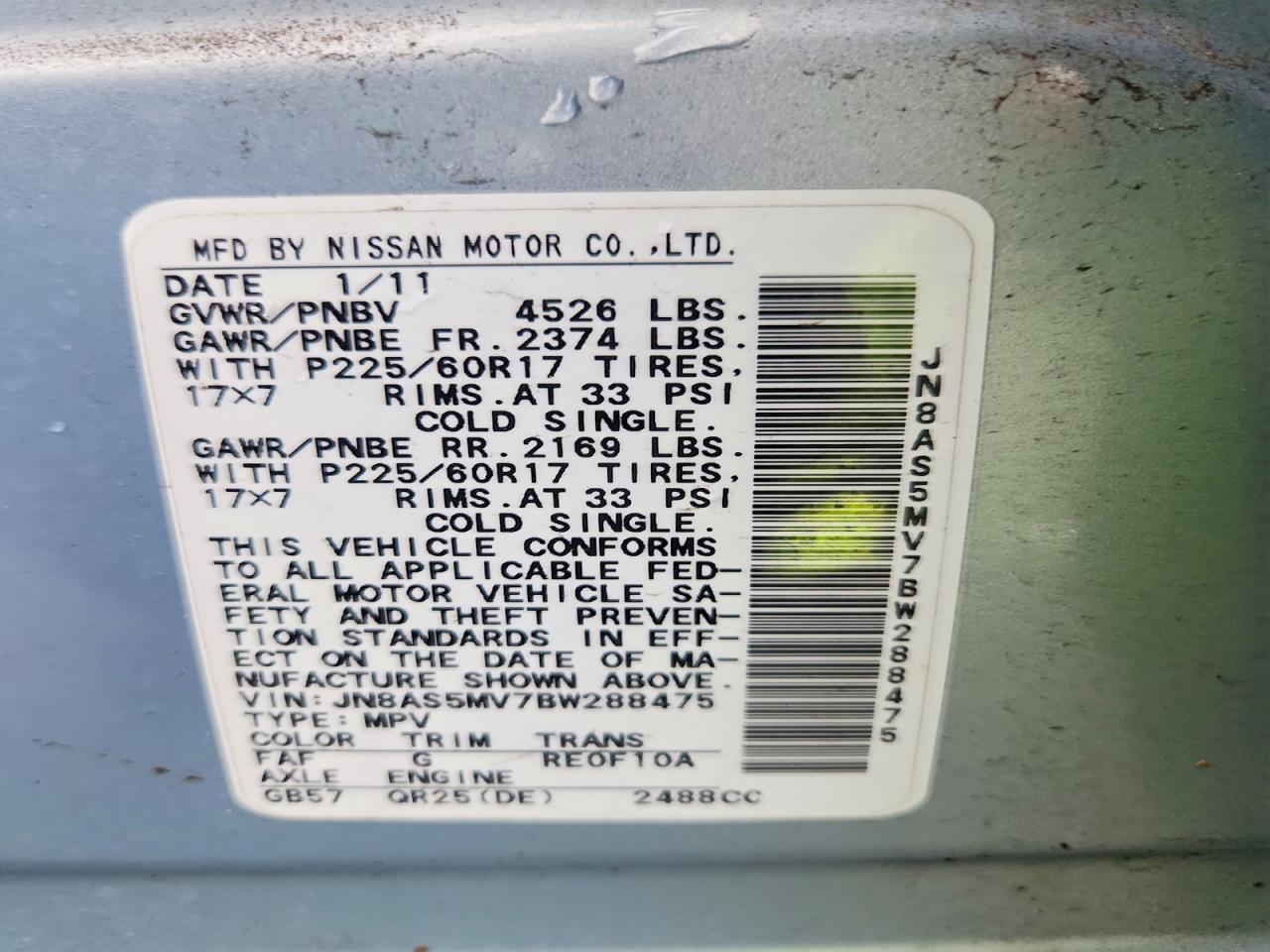 2011 Nissan Rogue S Blue vin: JN8AS5MV7BW288475